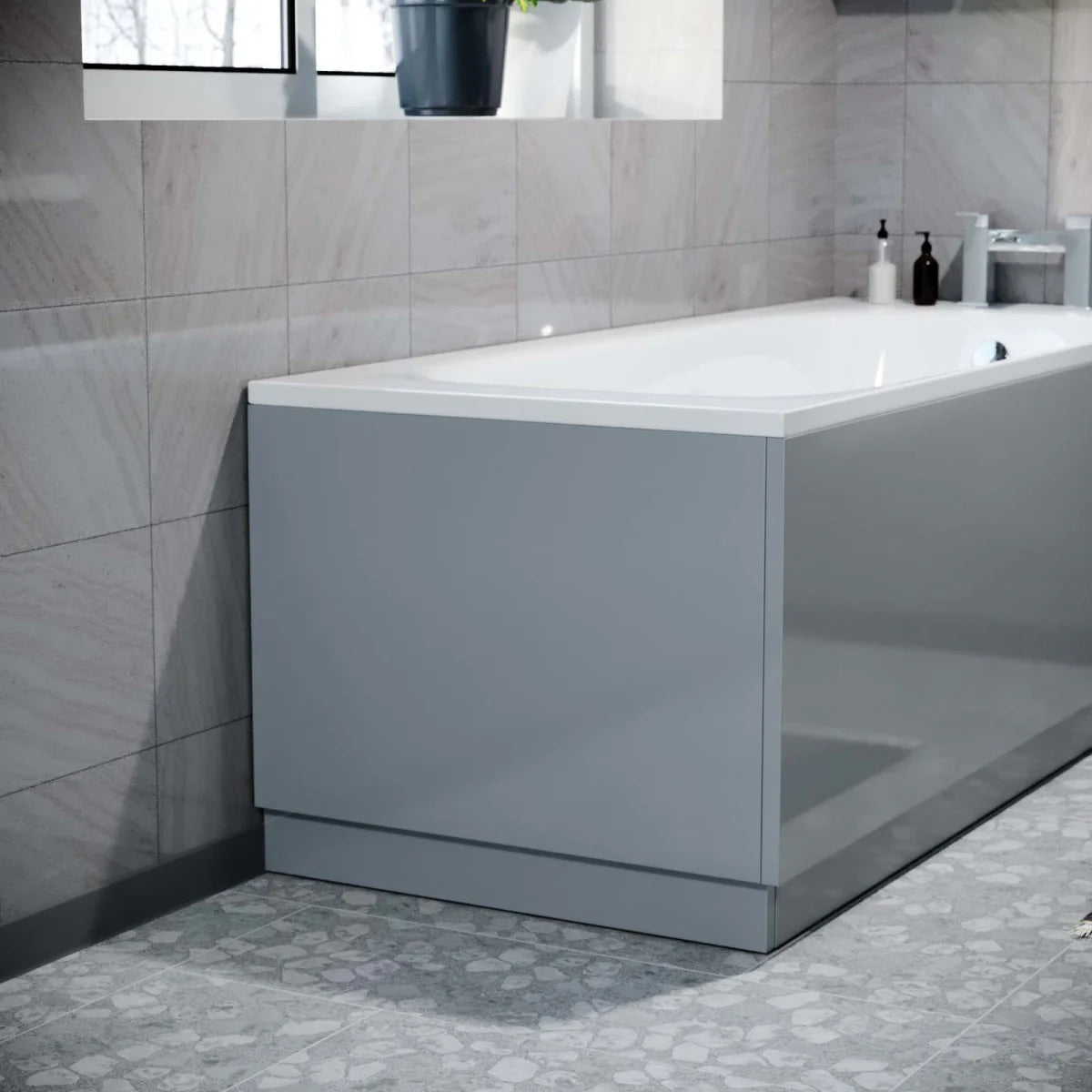 Modern 800mm Matte Grey PVC End Panel 15mm Thickness +Plinth