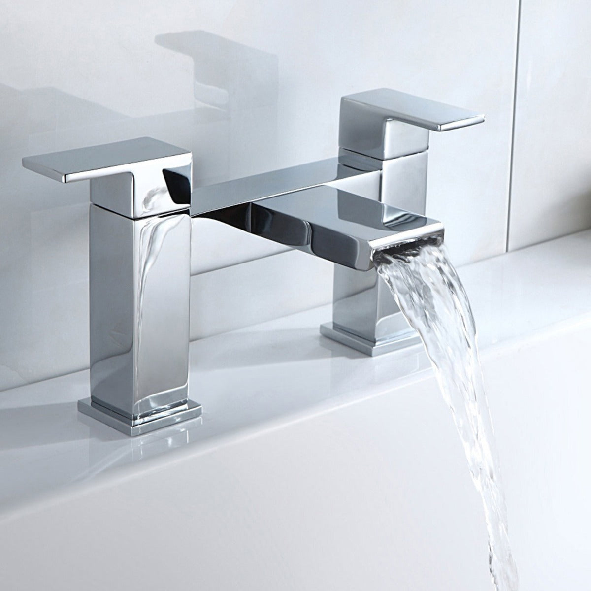 Saturn Waterfall Design Basin Sink Mono Mixer Tap & Deck Mounted Bath Filler Tap