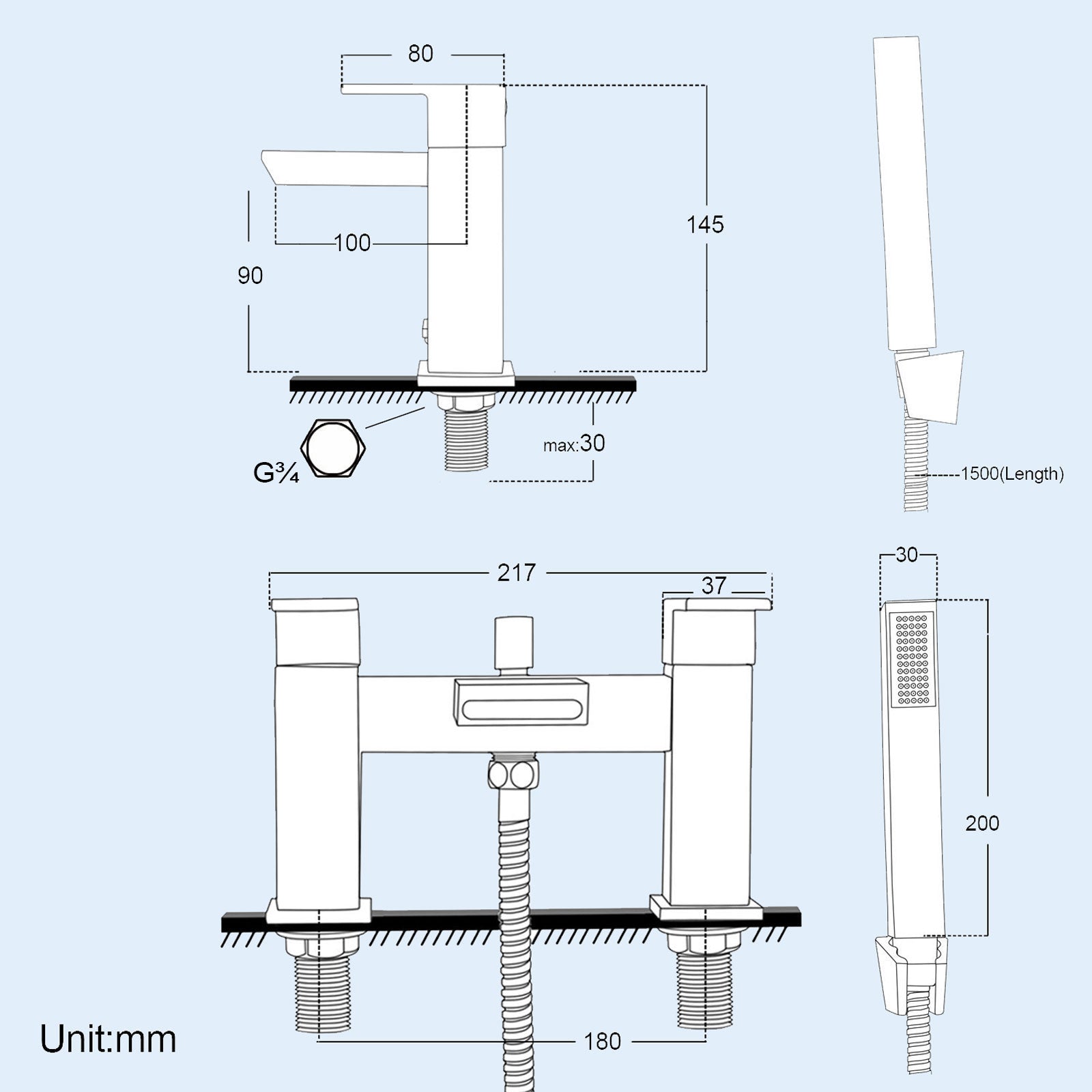 Waterfall Basin Mono Tap & Bath Shower Mixer Tap Chrome