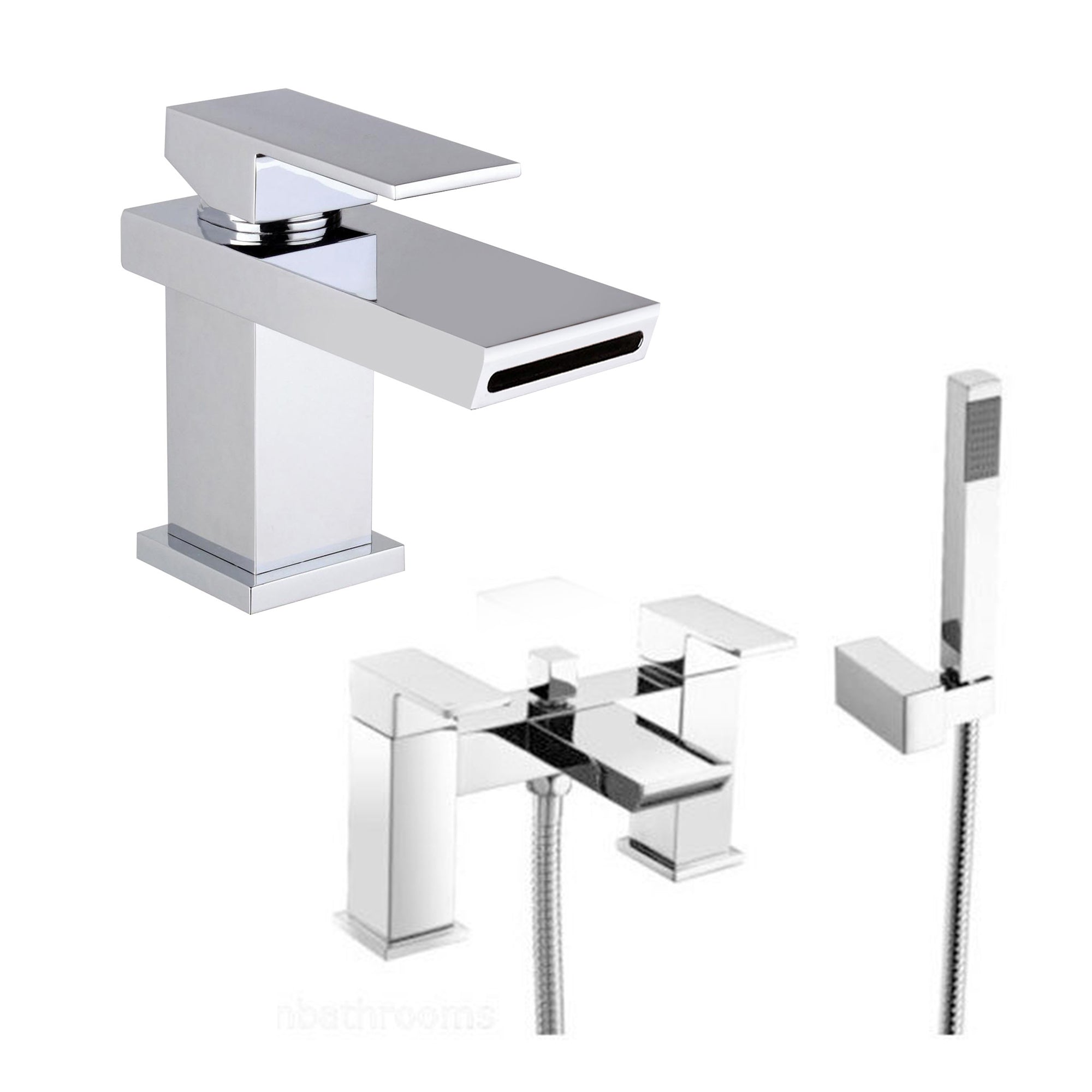 Waterfall Basin Mono Tap & Bath Shower Mixer Tap Chrome