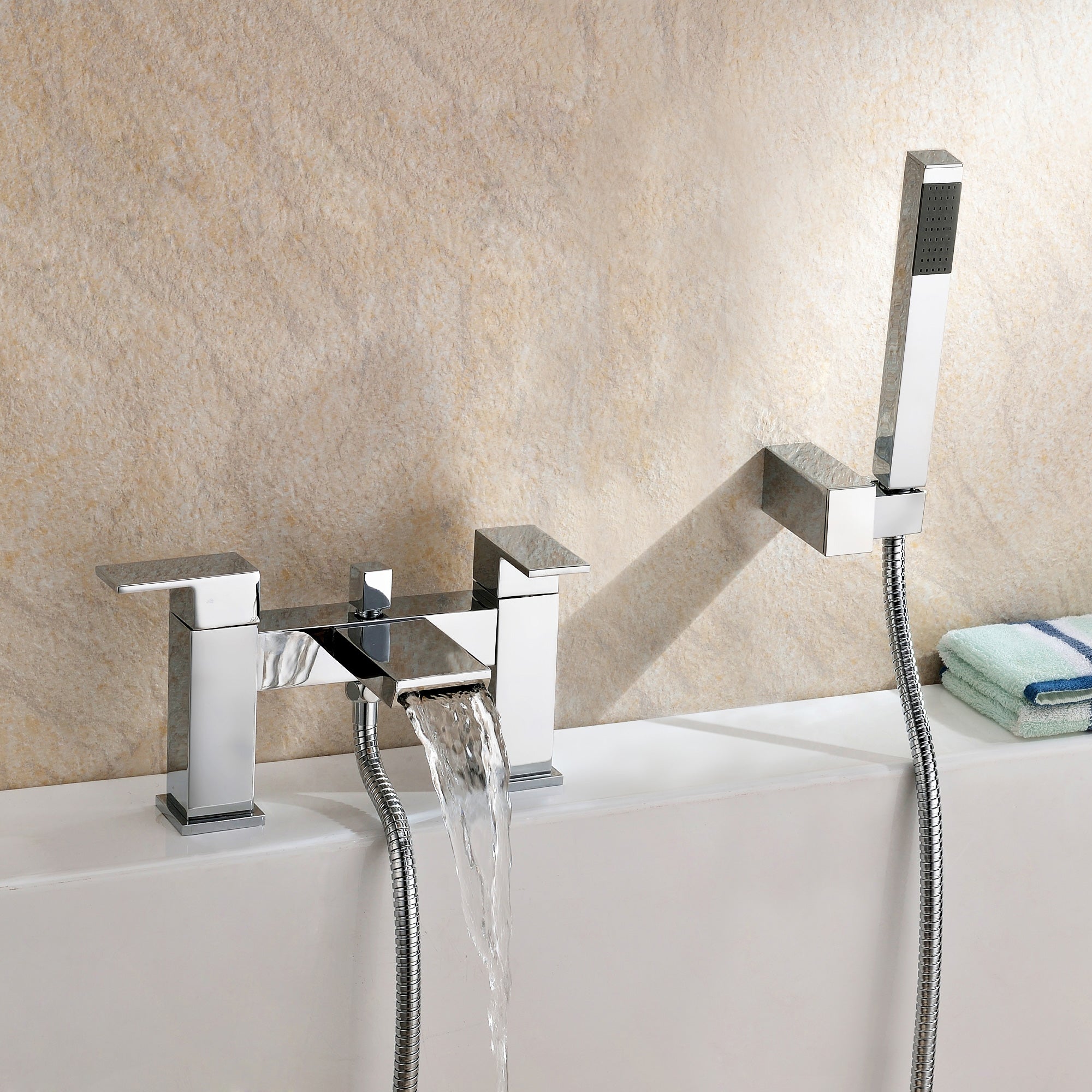 Waterfall Basin Mono Tap & Bath Shower Mixer Tap Chrome