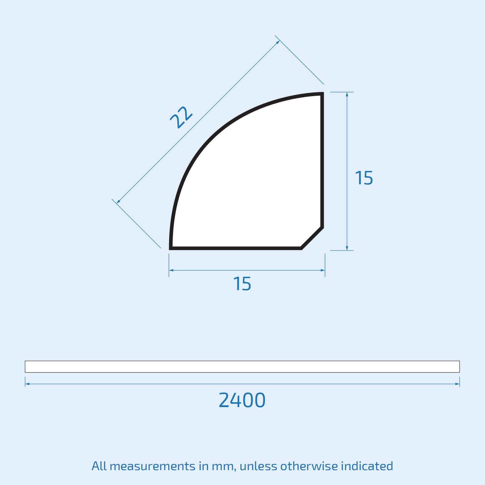 Retroft PVC Quarter Round White 2400mm panelling Trim