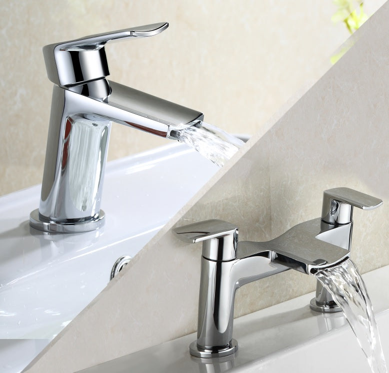 Centa Modern Waterfall Basin Single Lever Mixer Tap & Bath Filler Tap