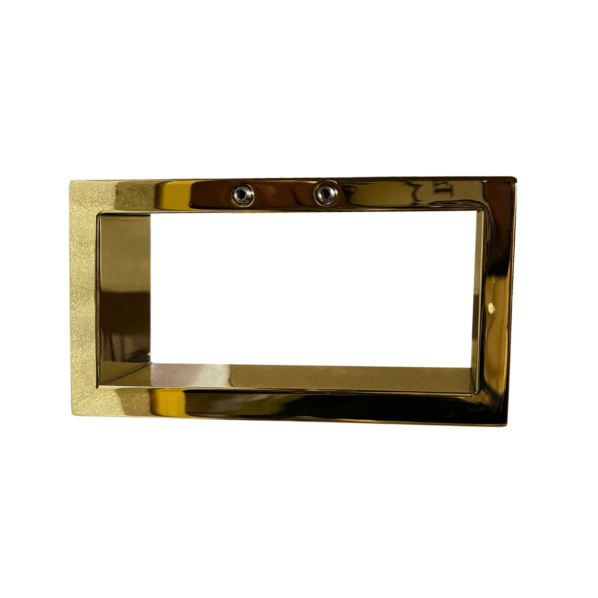 Gold rectangular frame with a glossy finish on a white background