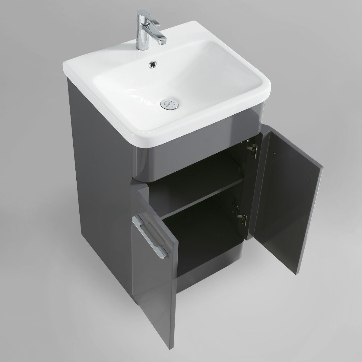 Afern 500mm Vanity Basin Unit & Rimless Close Coupled Toilet Grey
