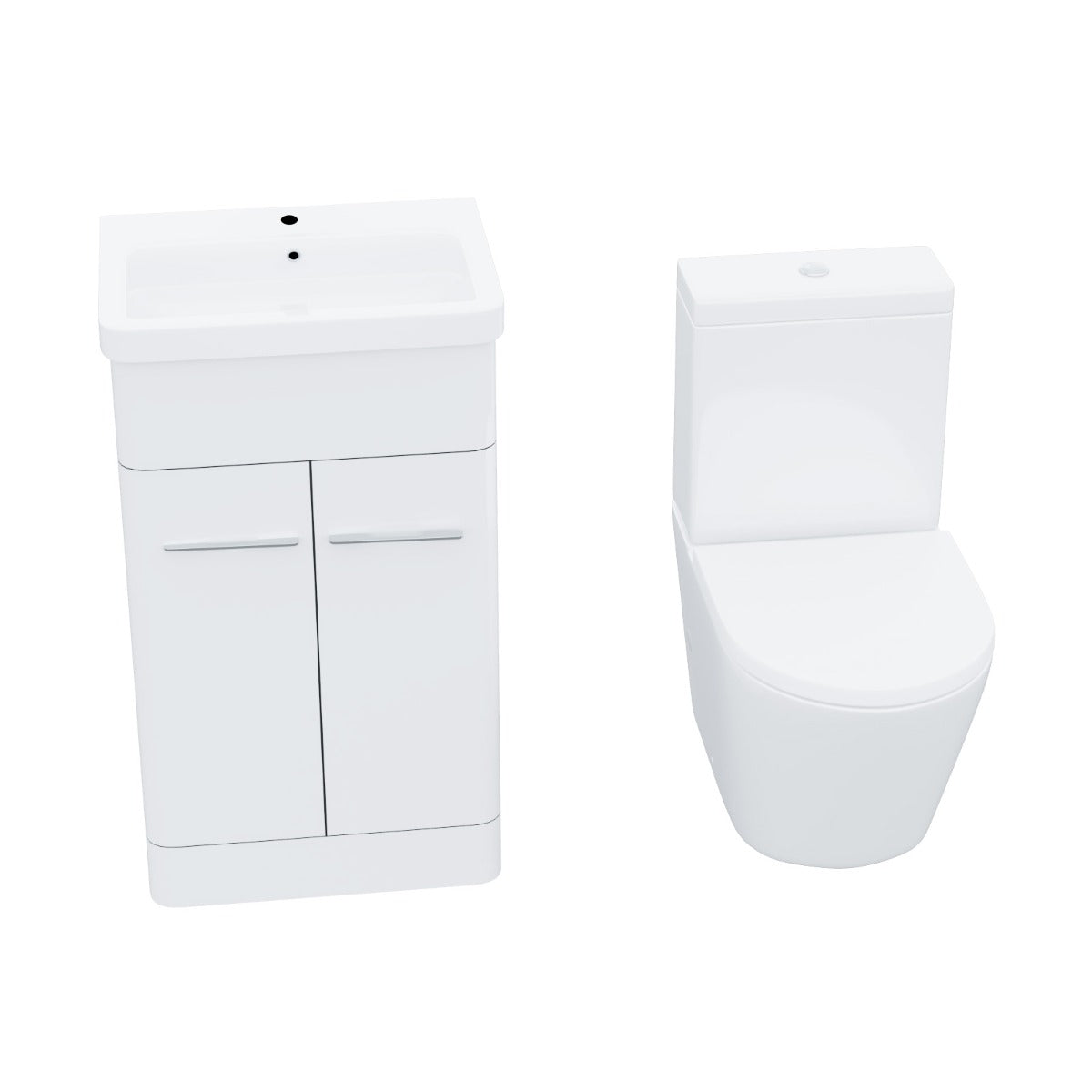 Afern 500mm Vanity Basin Unit & Rimless Close Coupled Toilet White
