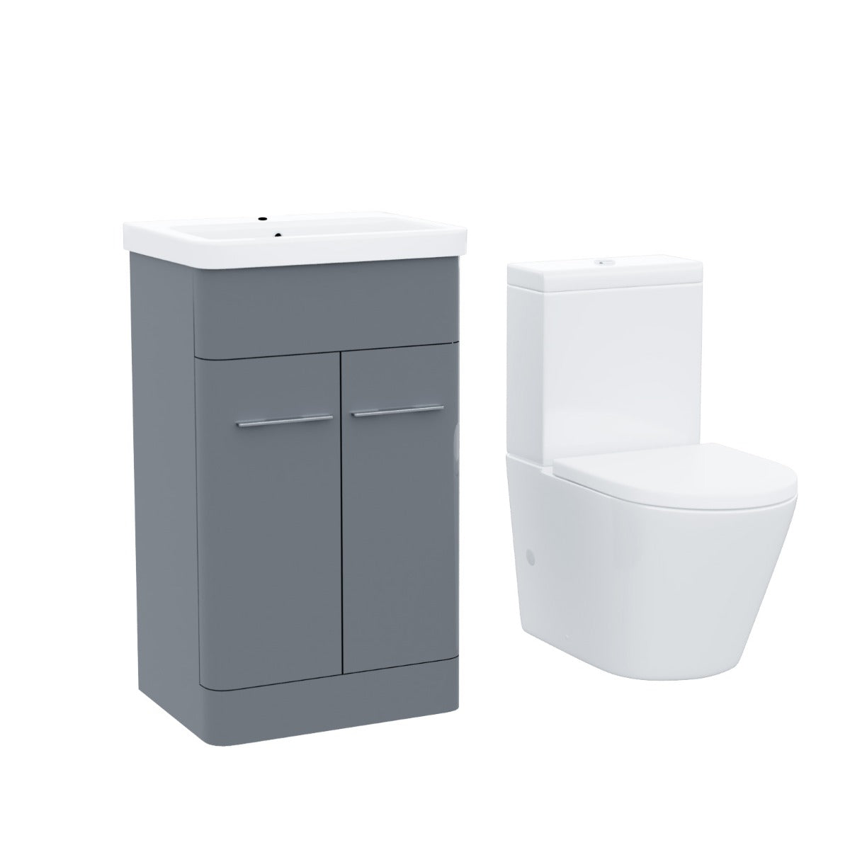 Afern 500mm Vanity Basin Unit & Rimless Close Coupled Toilet Grey