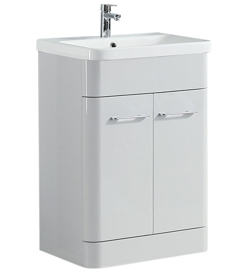 Afern 600mm Bathroom Freestanding Basin Vanity Unit White