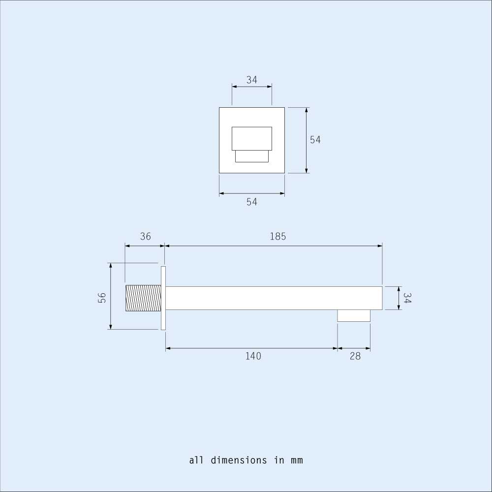 Lilly Chrome 3 Dial 3 Way Square Concealed Thermostatic Mixer Valve + Square Handset + Bath Filler + Square Shower Head