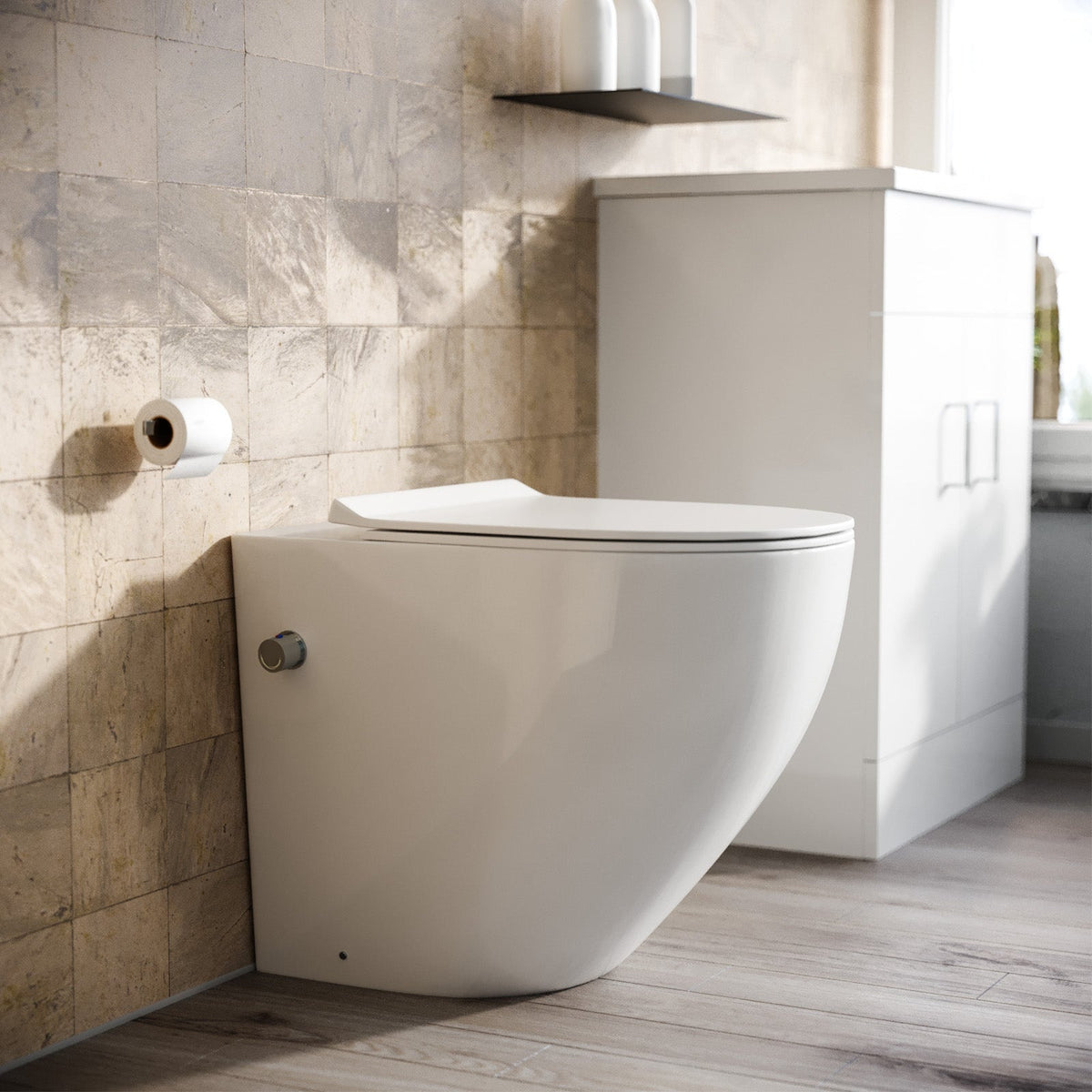Rimless Comfort Height Back To Wall Toilet With Integrate Hot Cold Bidet