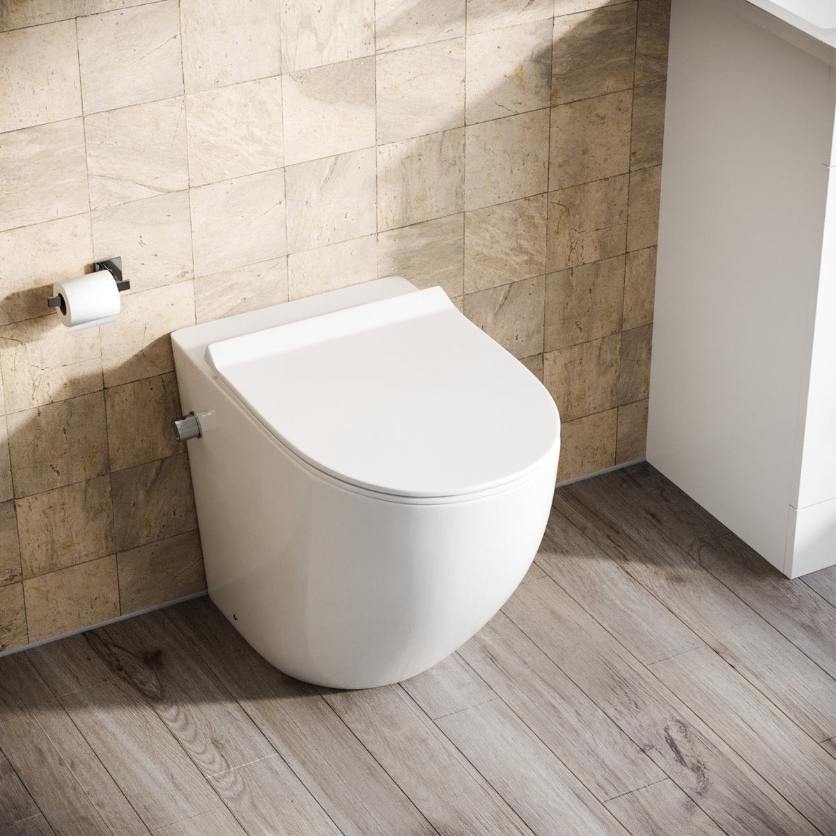 Rimless Comfort Height Back To Wall Toilet With Integrate Hot Cold Bidet