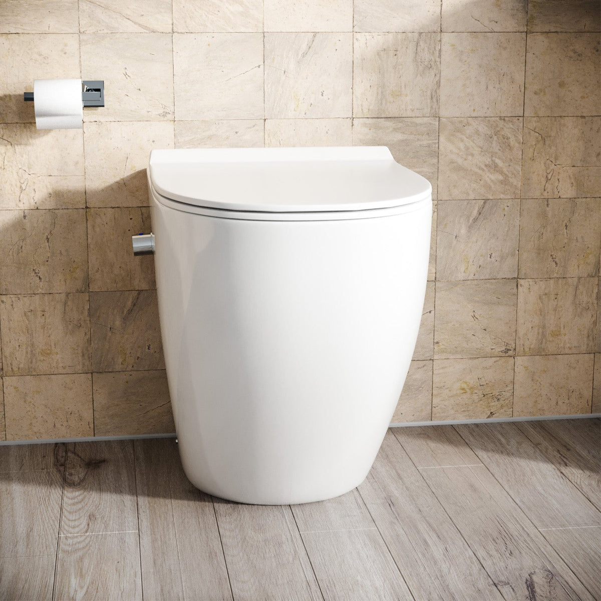 Rimless Comfort Height Back To Wall Toilet With Integrate Hot Cold Bidet