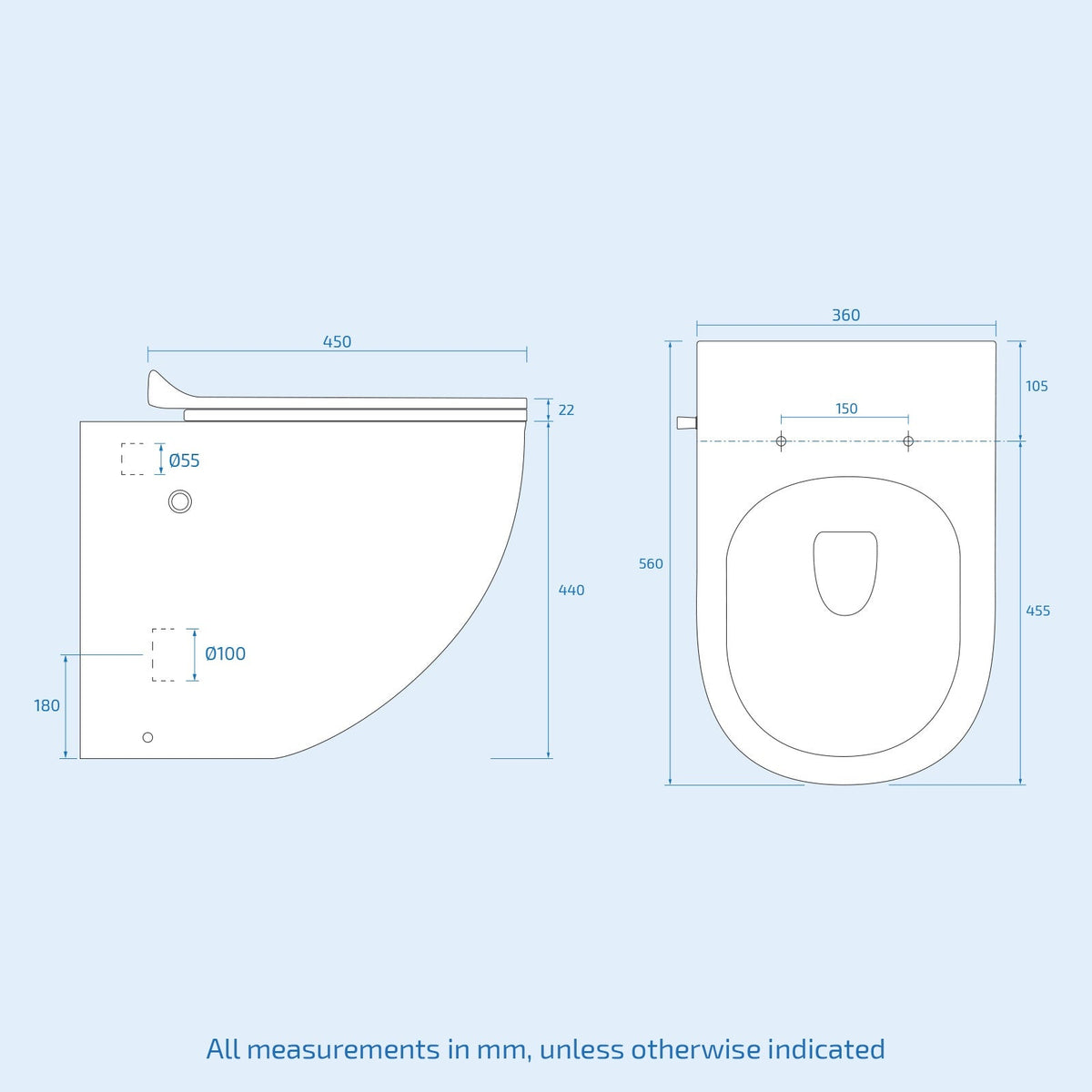 Rimless Comfort Height Back To Wall Toilet With Integrate Hot Cold Bidet