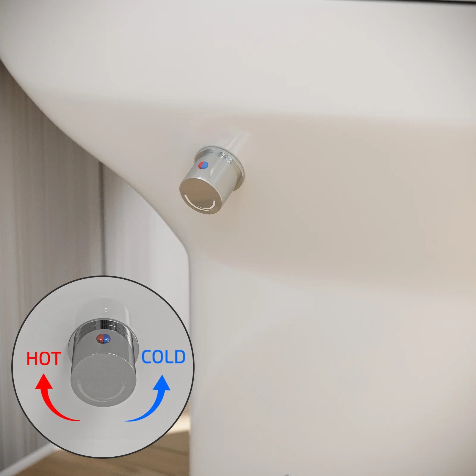 Rimless Comfort Height Close Coupled Toilet Pan With Integrated Hot Cold Bidet Valve