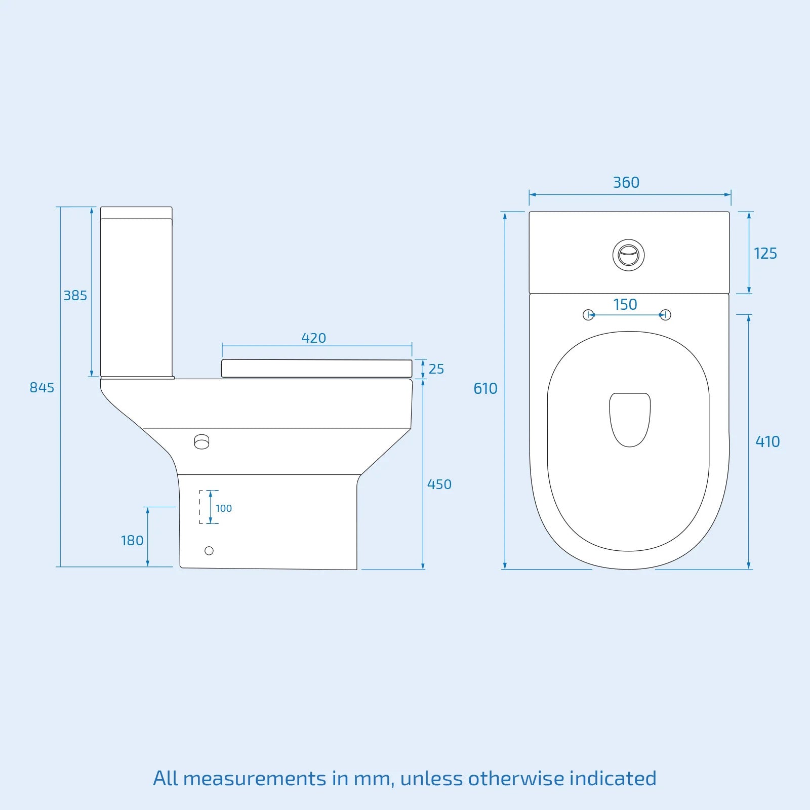Rimless Comfort Height Close Coupled Toilet Pan With Integrated Hot Cold Bidet Valve
