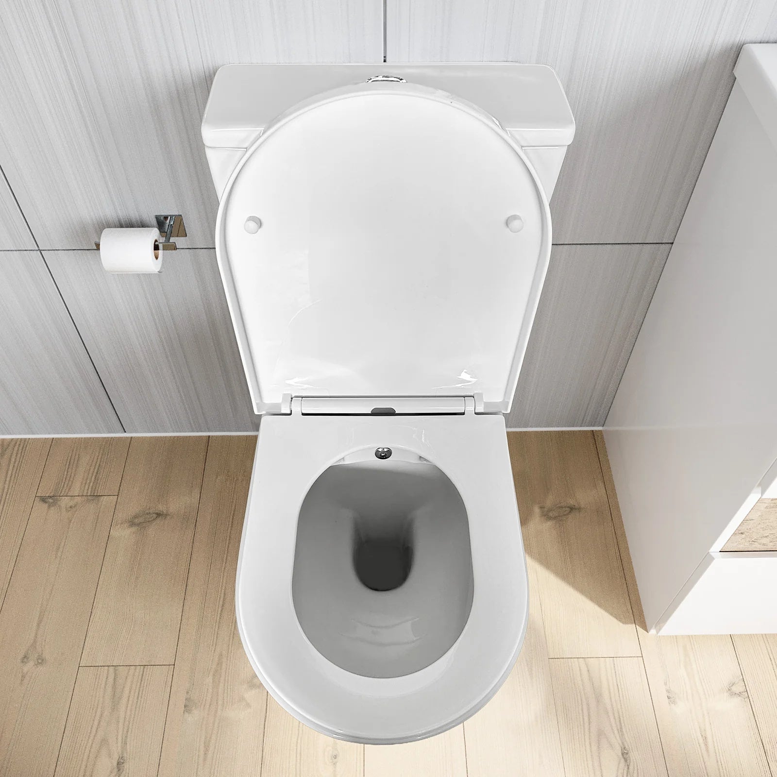 Rimless D Shape Close Coupled Toilet Pan with Integrated Bidet