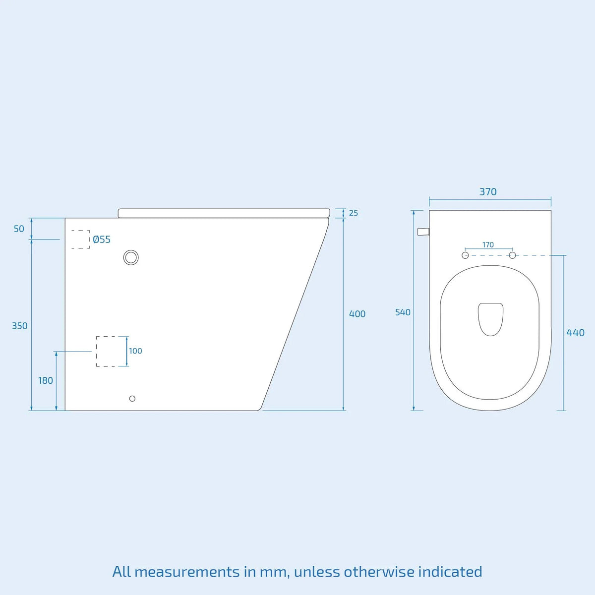 Rimless D Shaped BTW Toilet With Integrate Hot Cold Bidet Valve