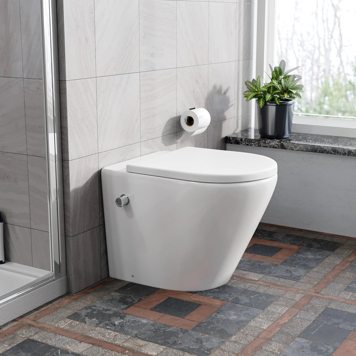 Rimless D Shaped BTW Toilet With Integrate Hot Cold Bidet Valve