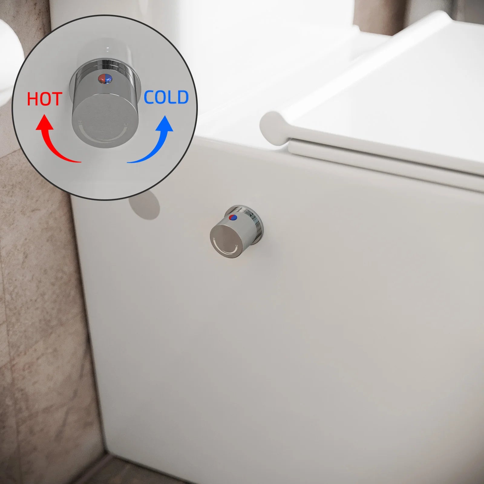Rimless Square Close Coupled Toilet with Integrated Bidet