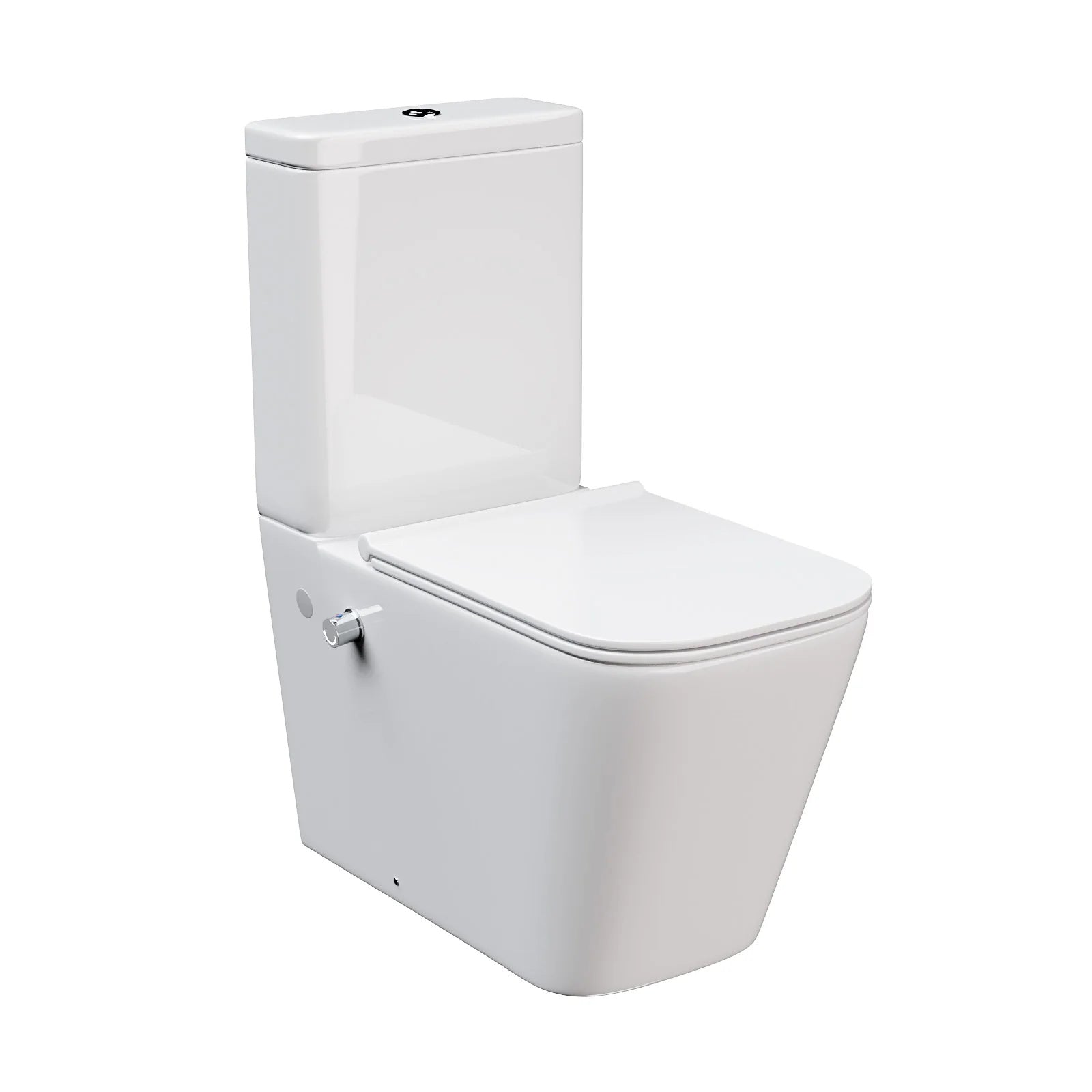 Rimless Square Close Coupled Toilet with Integrated Bidet