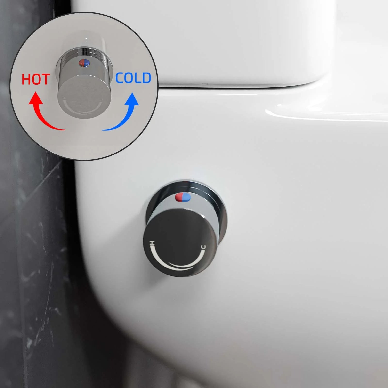 Rimless Square Close Coupled Toilet Pan with Integrated Bidet