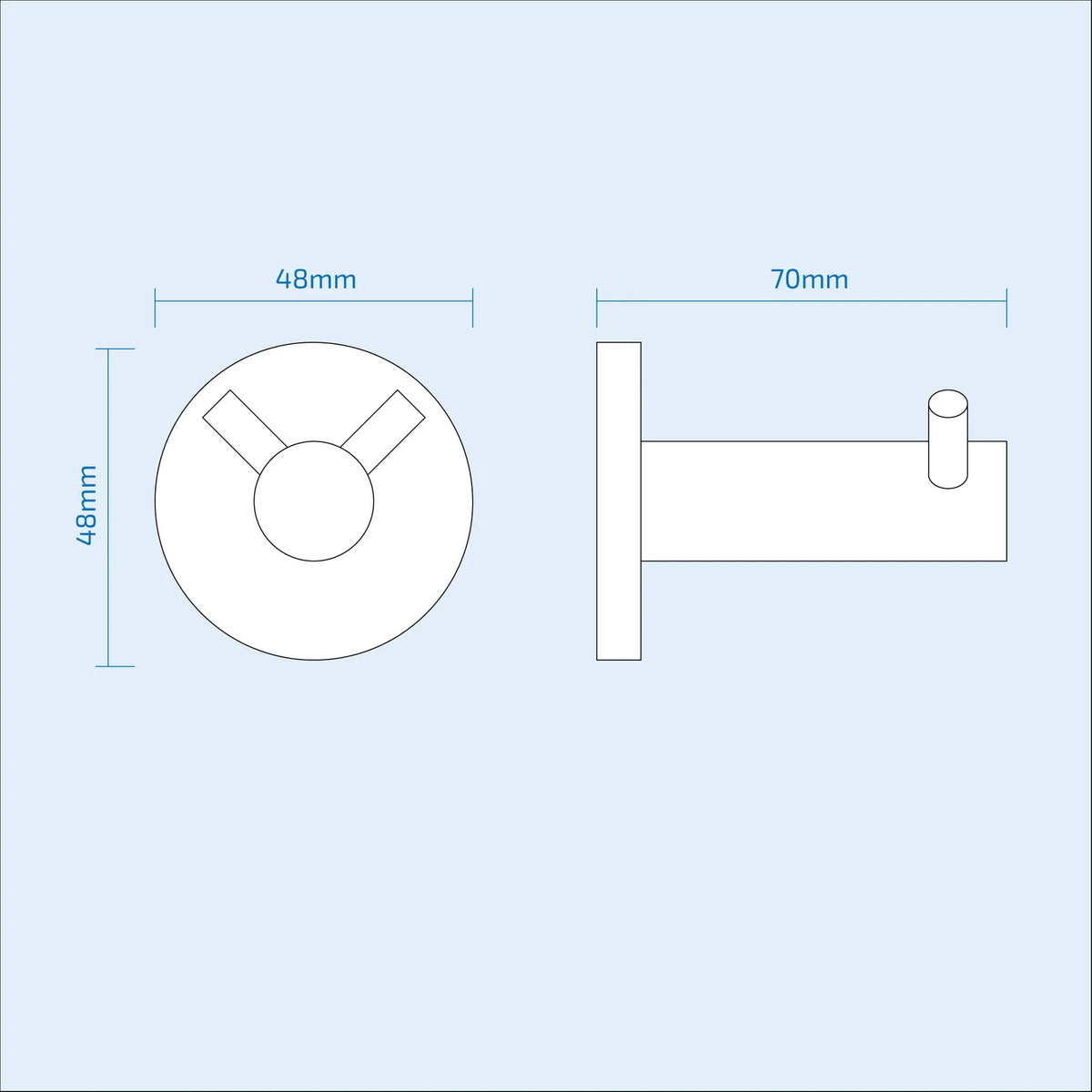 Round 70mm Double Robe Hook Brushed Brass