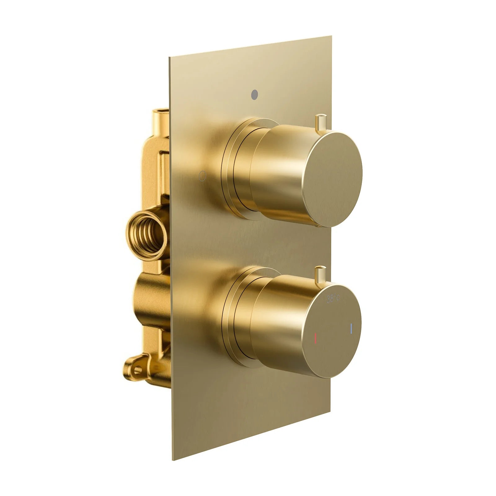 Round Concealed Thermostatic Shower Mixer Valve - Brushed Brass