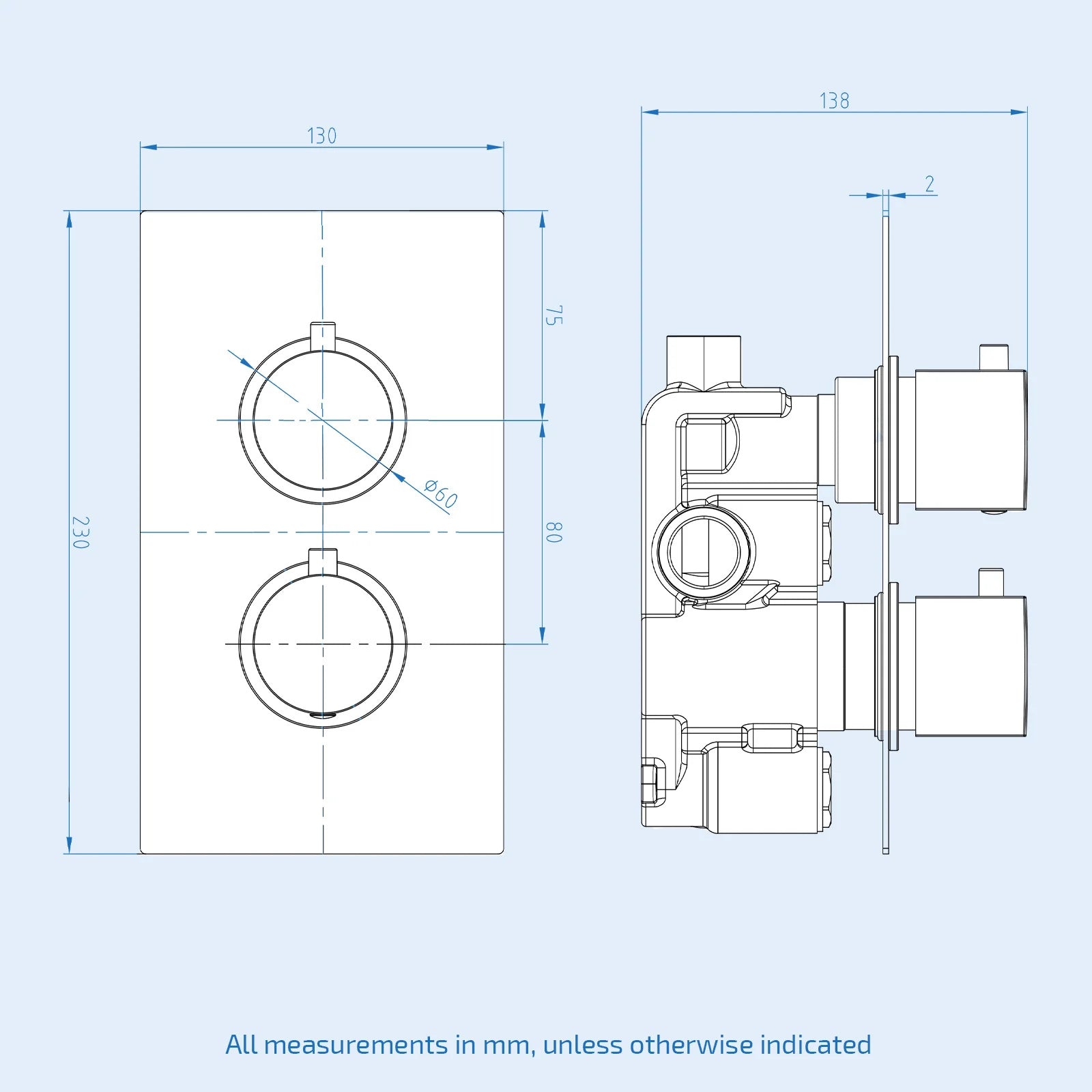 Round Concealed Thermostatic Shower Mixer Valve - Brushed Brass