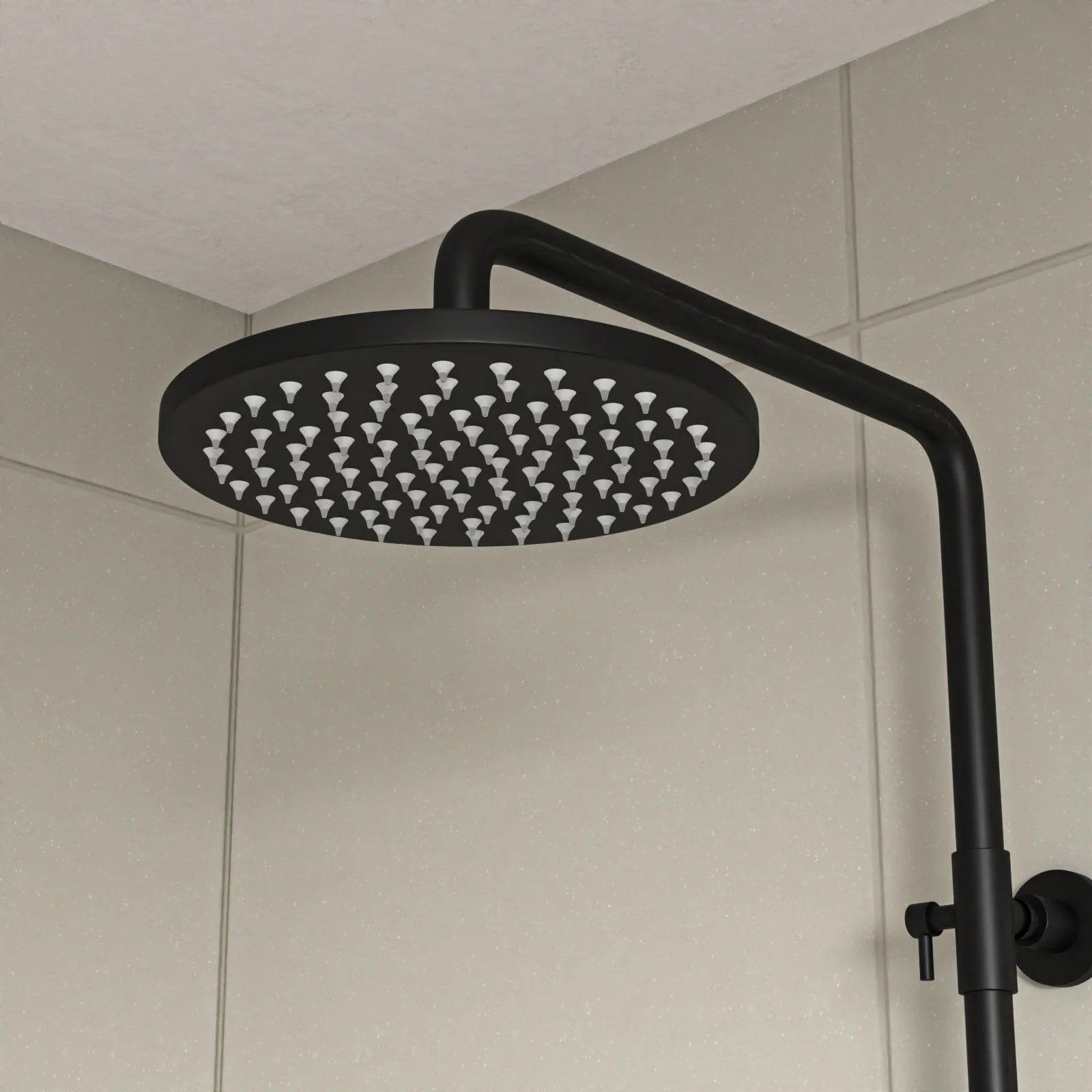 Square Exposed Shower With Handset & Thermostatic Bar Valve - Matte Black