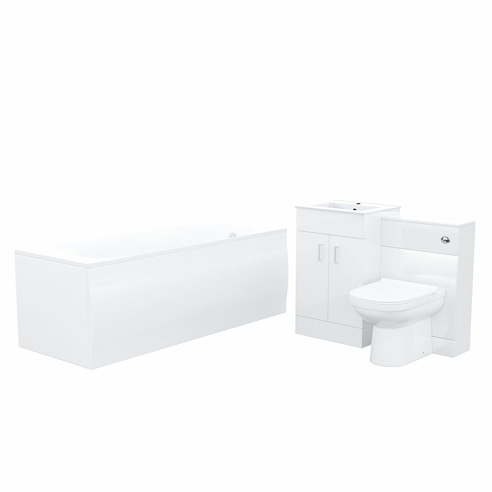 Nanuya Basin Vanity & WC Toilet Pan Soft Close Seat and Bath Suite