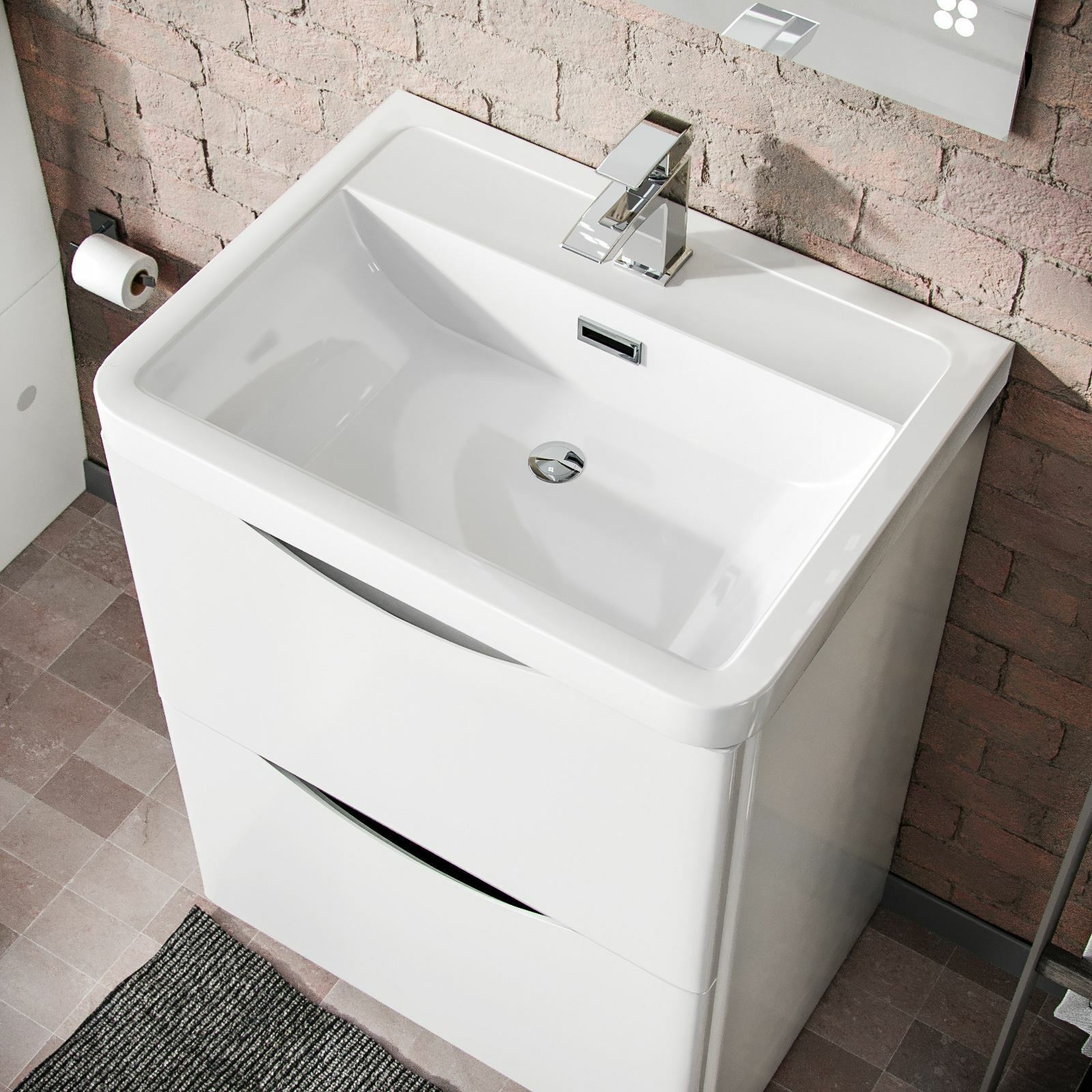 Merton 600mm Vanity Basin Unit & Rimless Close Coupled Toilet White