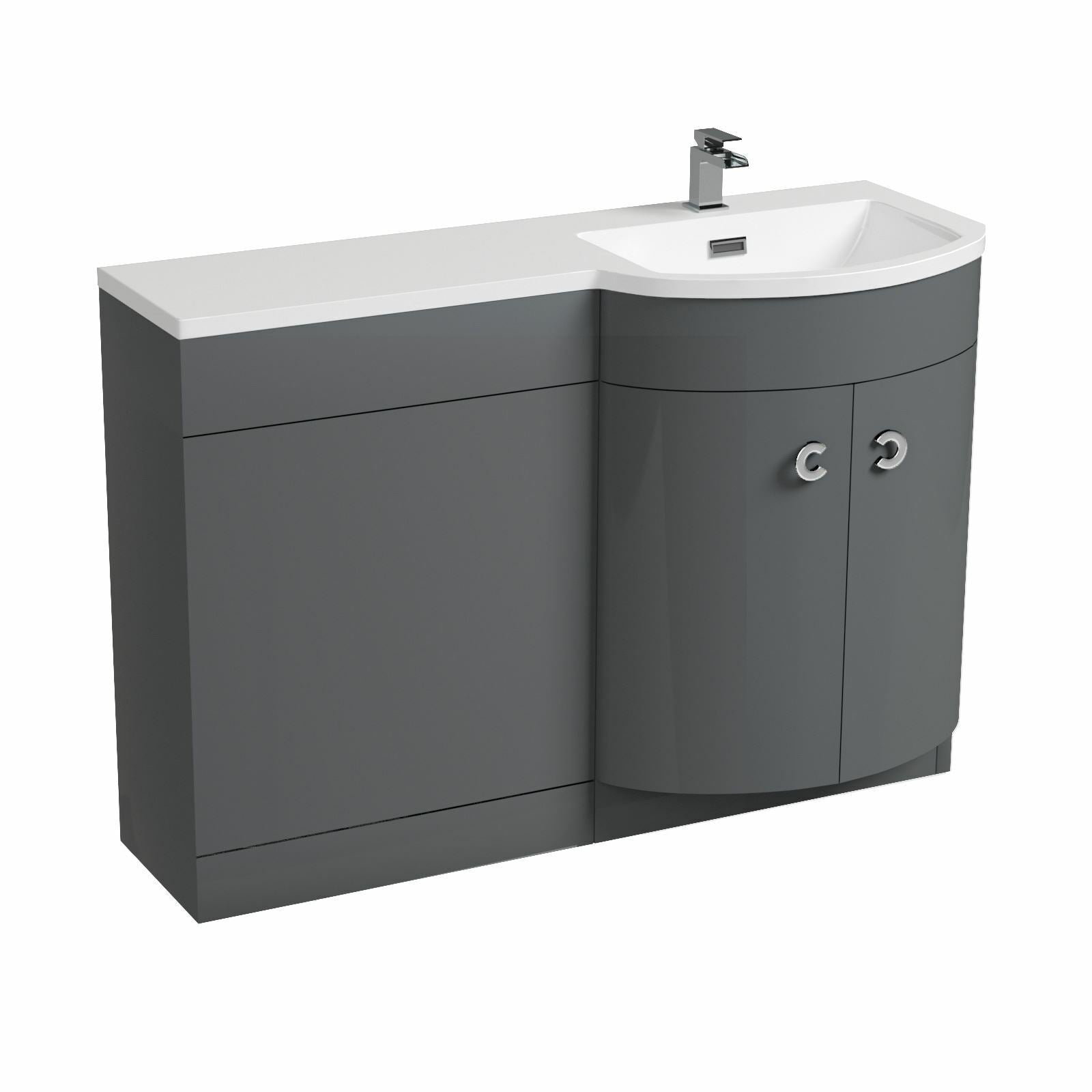 Dene Grey 1100mm Bathroom Basin Sink Vanity Unit Cabinet Furniture RH