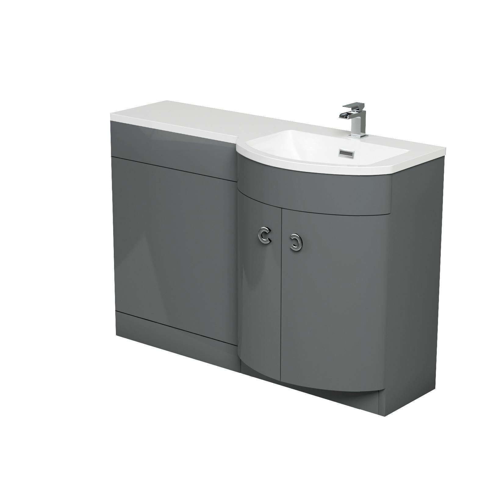 Dene Grey 1100mm Bathroom Basin Sink Vanity Unit Cabinet Furniture RH