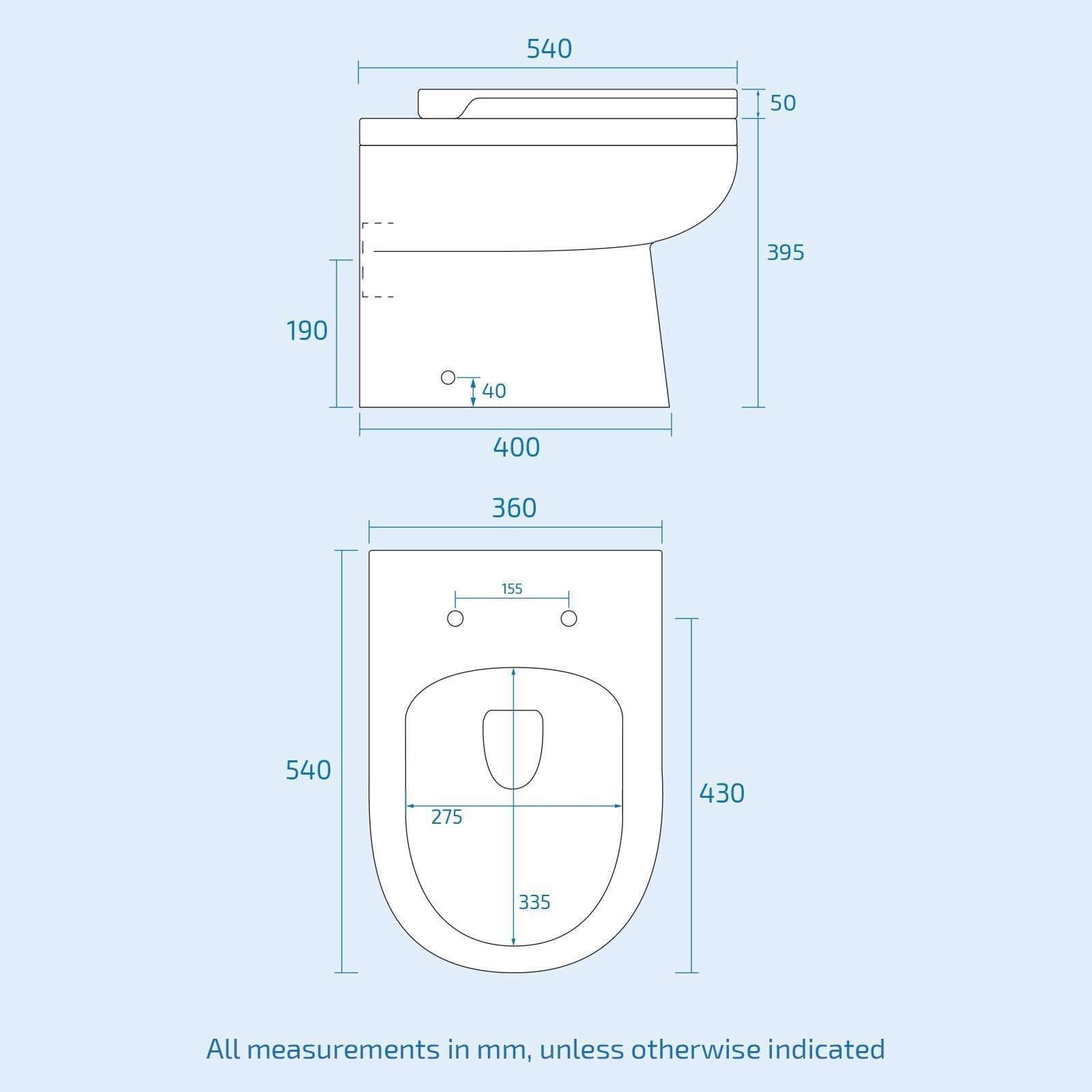 Dene 1100 mm White P Shape Bathroom RH Vanity Suite Unit BTW Toilet White Square