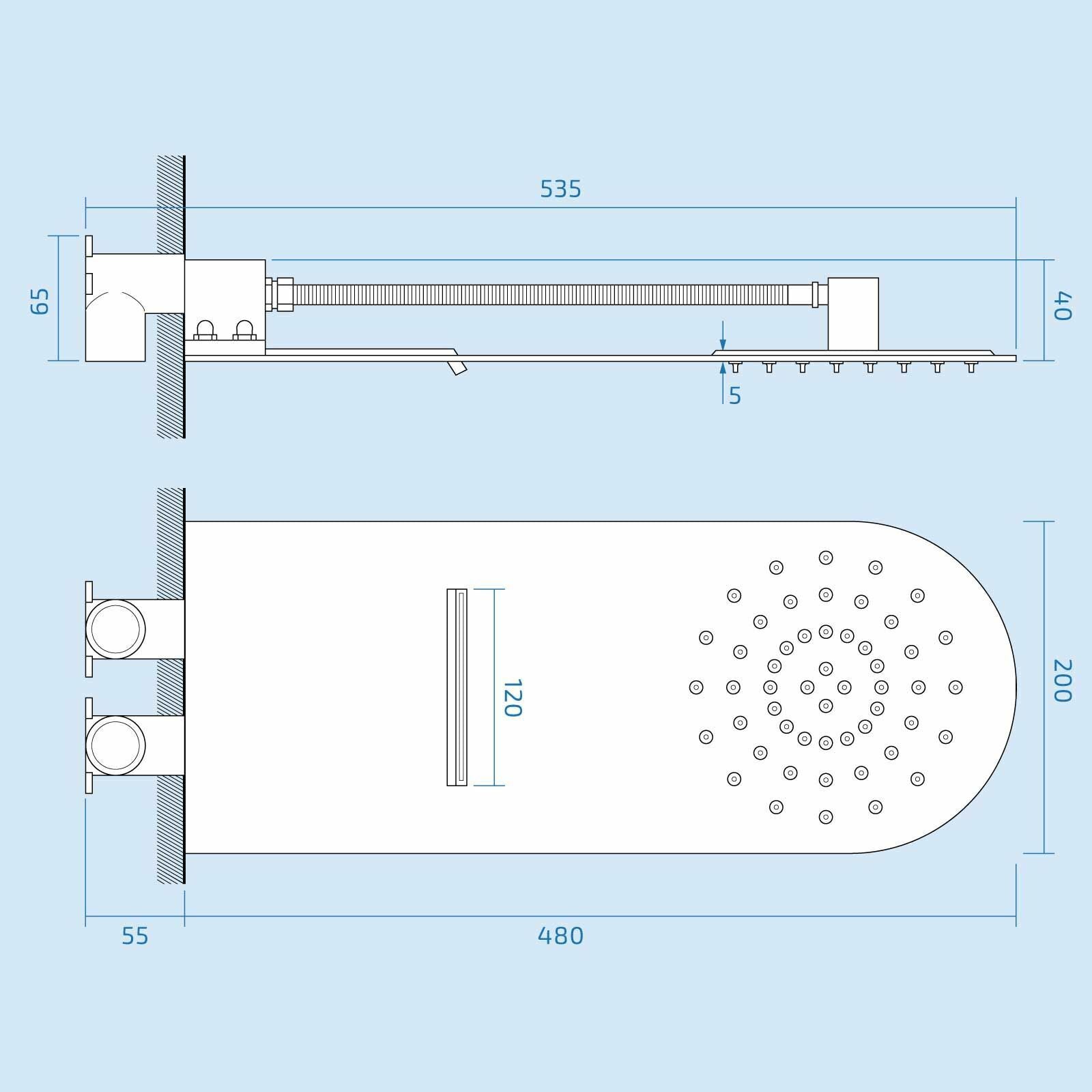 Bathroom Chrome Round Ultra Slim Waterfall Overhead Rainfall Shower Head 200mm
