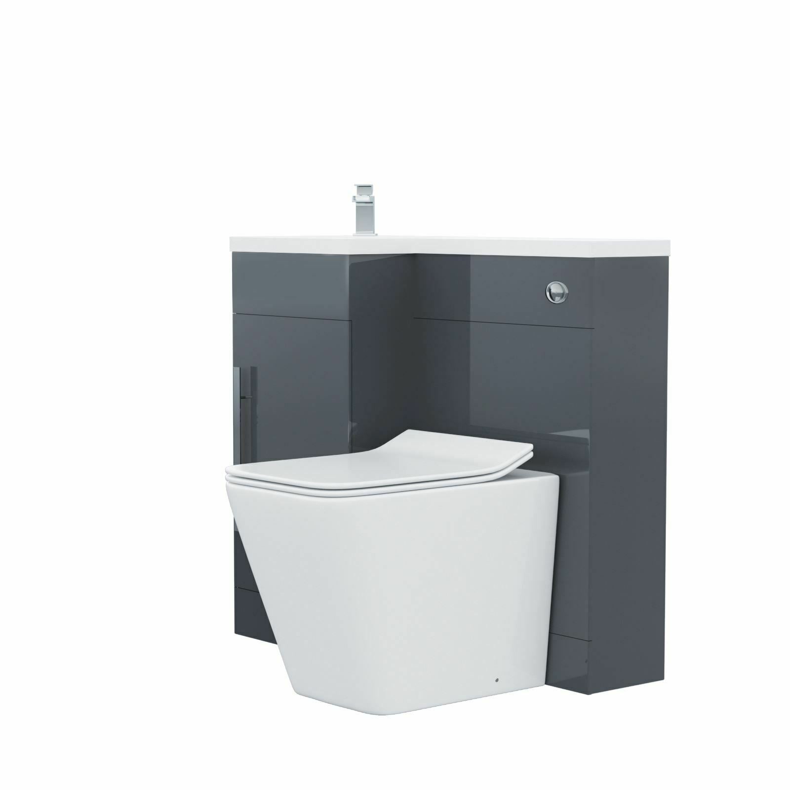 Alaska Grey 900mm Cloakroom LH WC Vanity Unit Cabinet Rimless Toilet