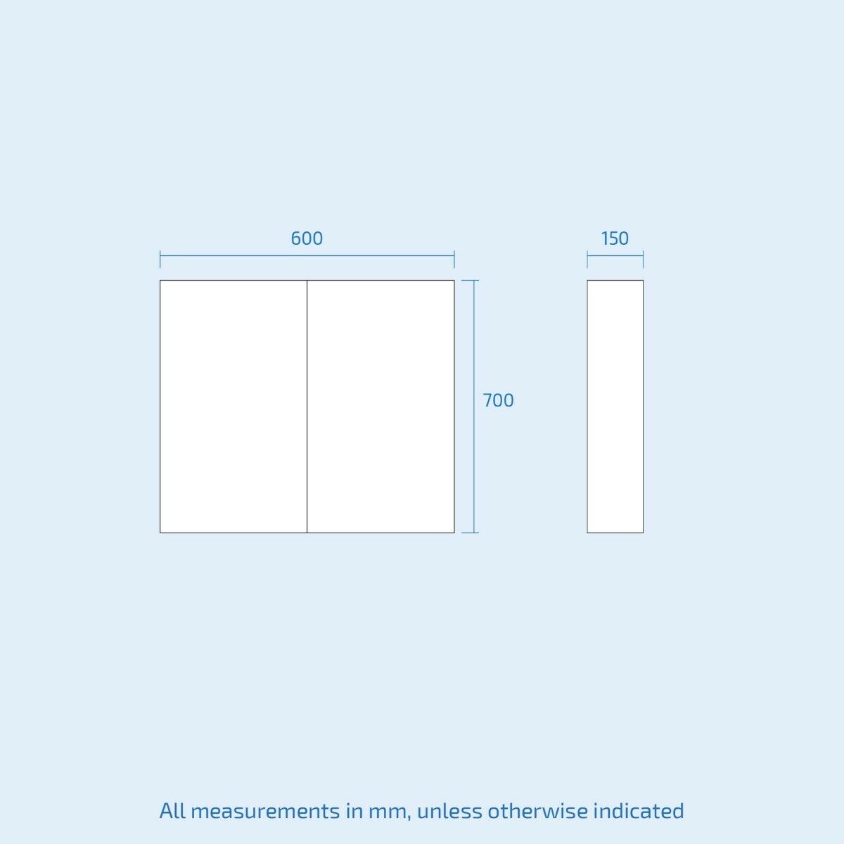 McCann 600 mm 2 Door Mirror Cabinet White Bathroom Wall Mounted Cupboard