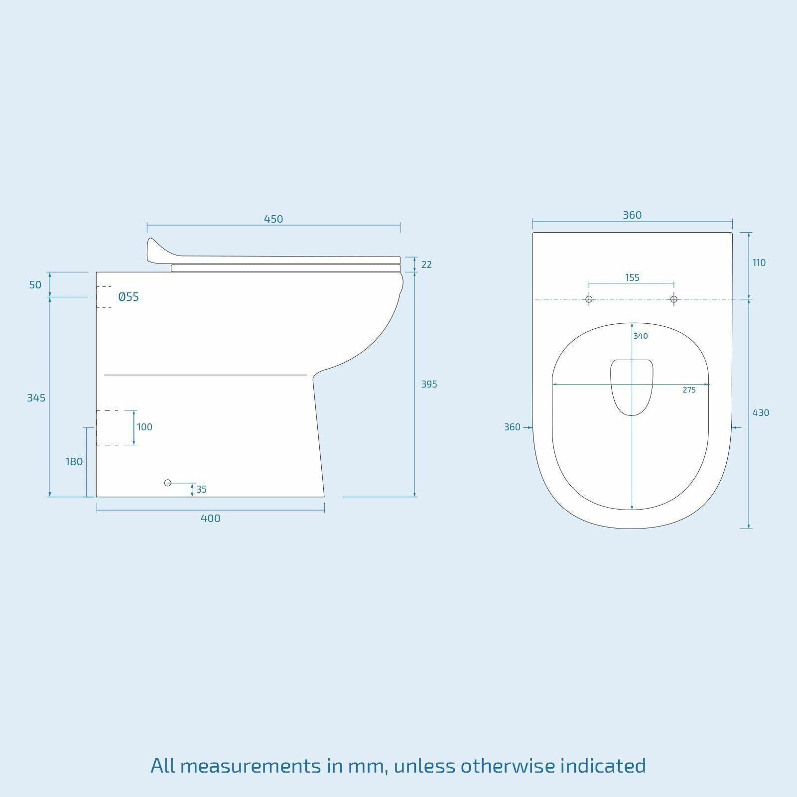 Ellen 550mm Vanity Basin Unit, WC Unit & Elso Back To Wall Toilet White
