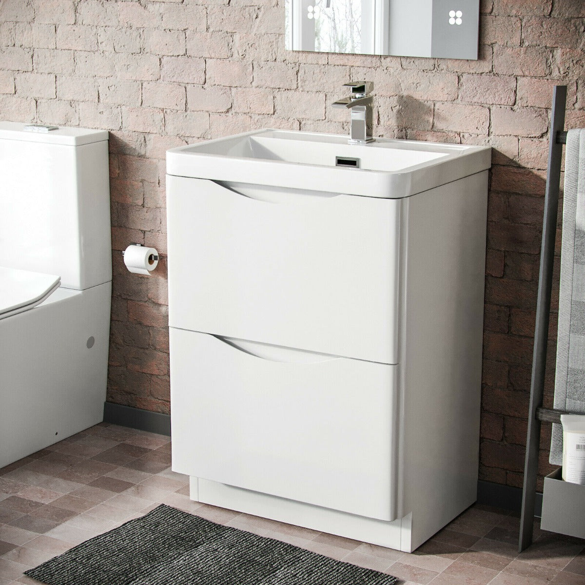 Merton 600mm White Basin Vanity Unit and Tap Set