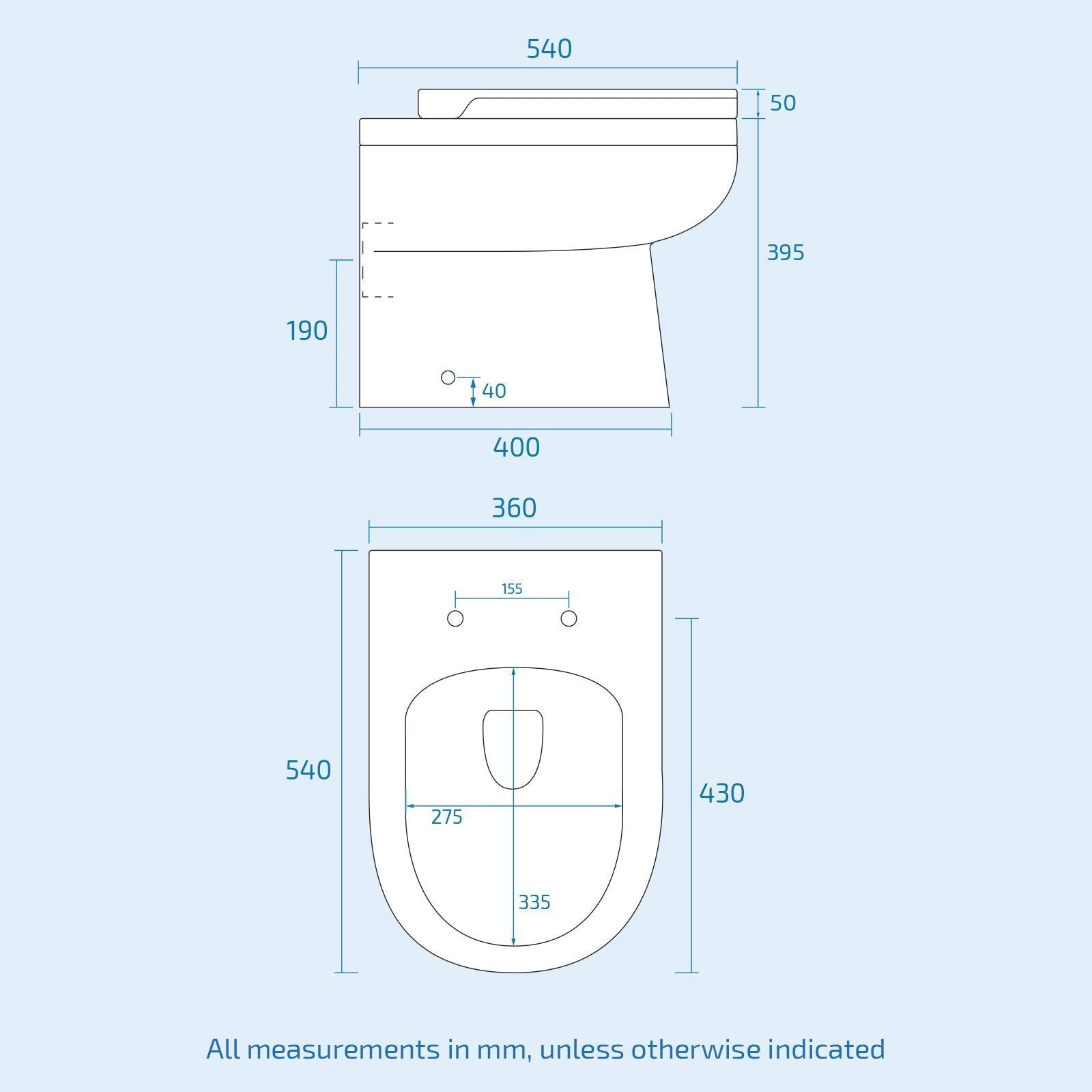 Dene 1100 mm White P Shape Bathroom LH Vanity Suite Unit BTW Toilet White Square
