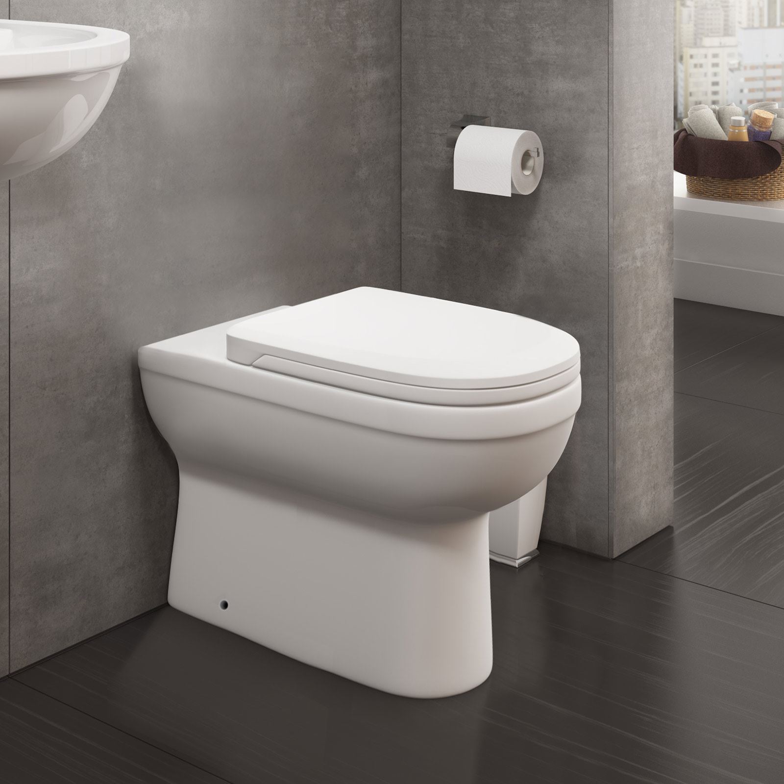 Dene 1100 mm White P Shape Bathroom RH Vanity Suite Unit BTW Toilet White Square