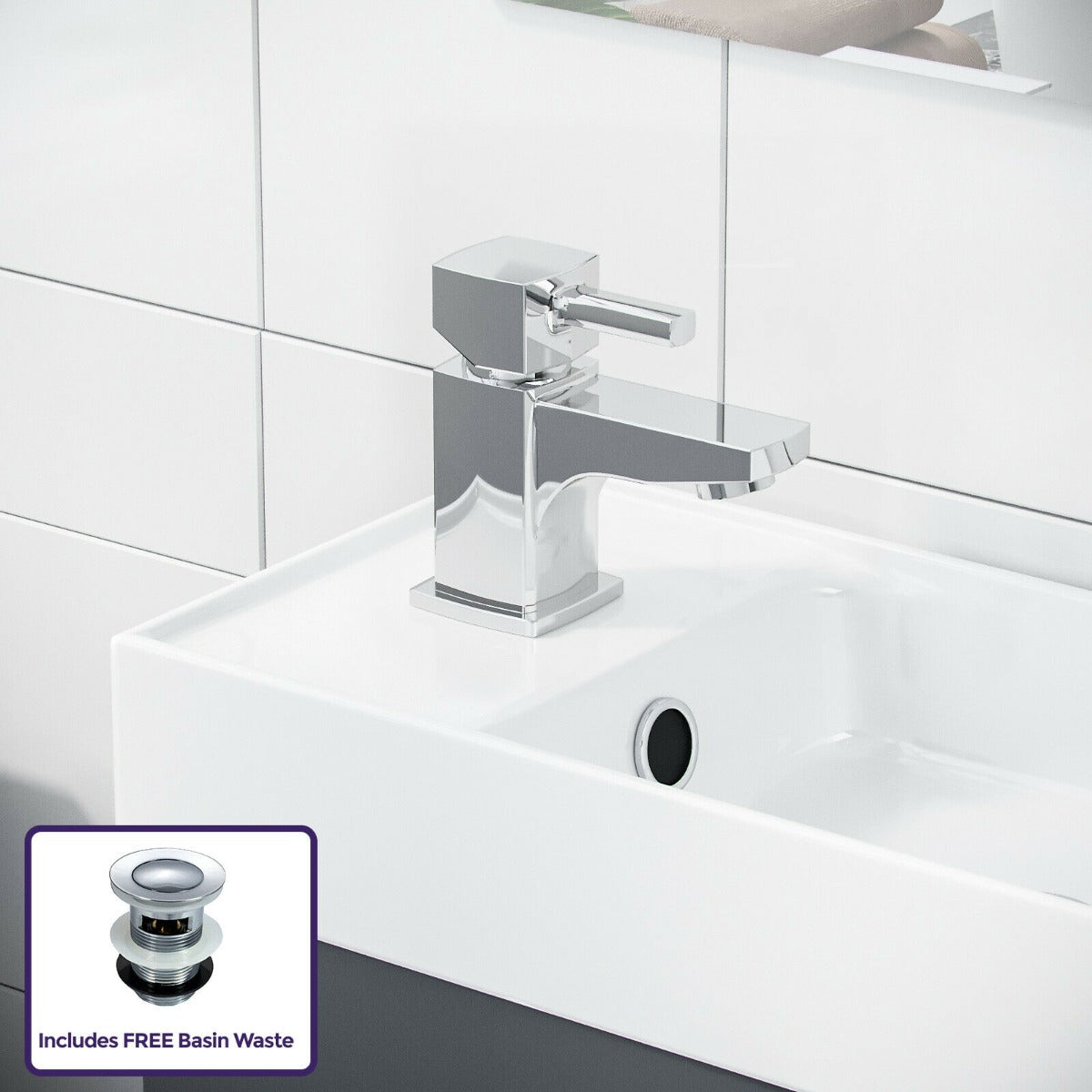 Nanuya 400mm Dark Grey Cloakroom Vanity Basin Unit, Mixer Tap & Waste