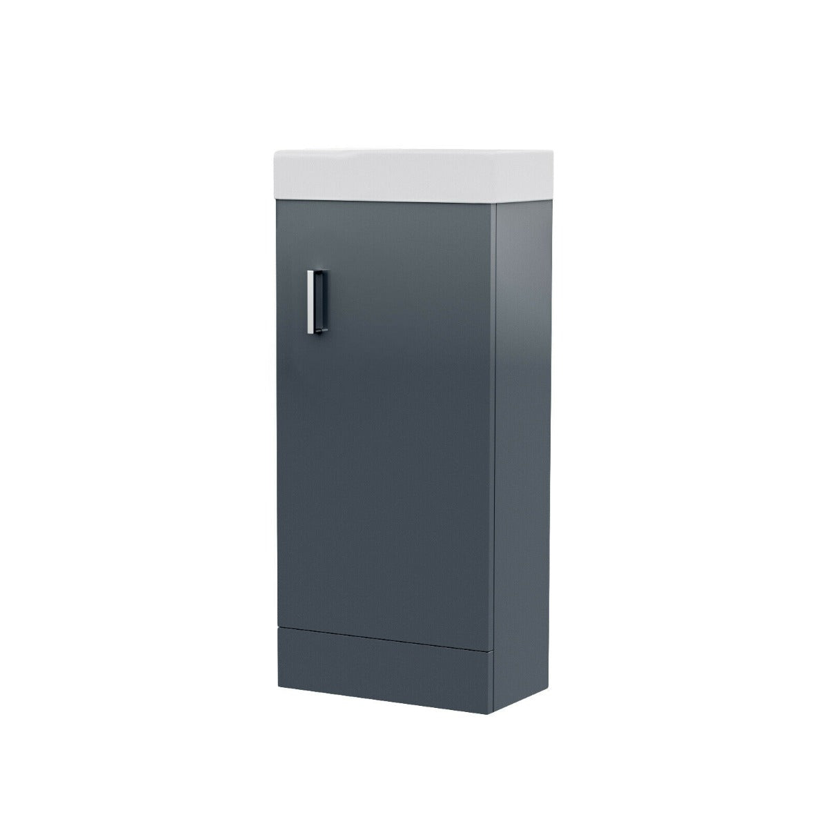 Nanuya 400mm Dark Grey Cloakroom Vanity Basin Unit, Mixer Tap & Waste