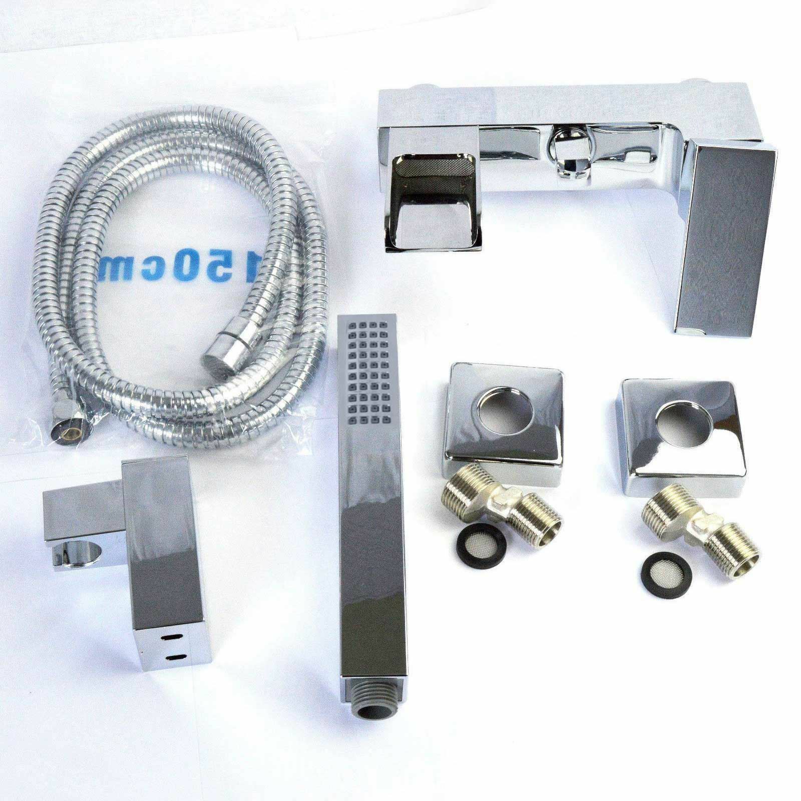 Ozone Waterfall Solid Brass Square Wall Mounted Chrome Bath Shower Mixer Tap