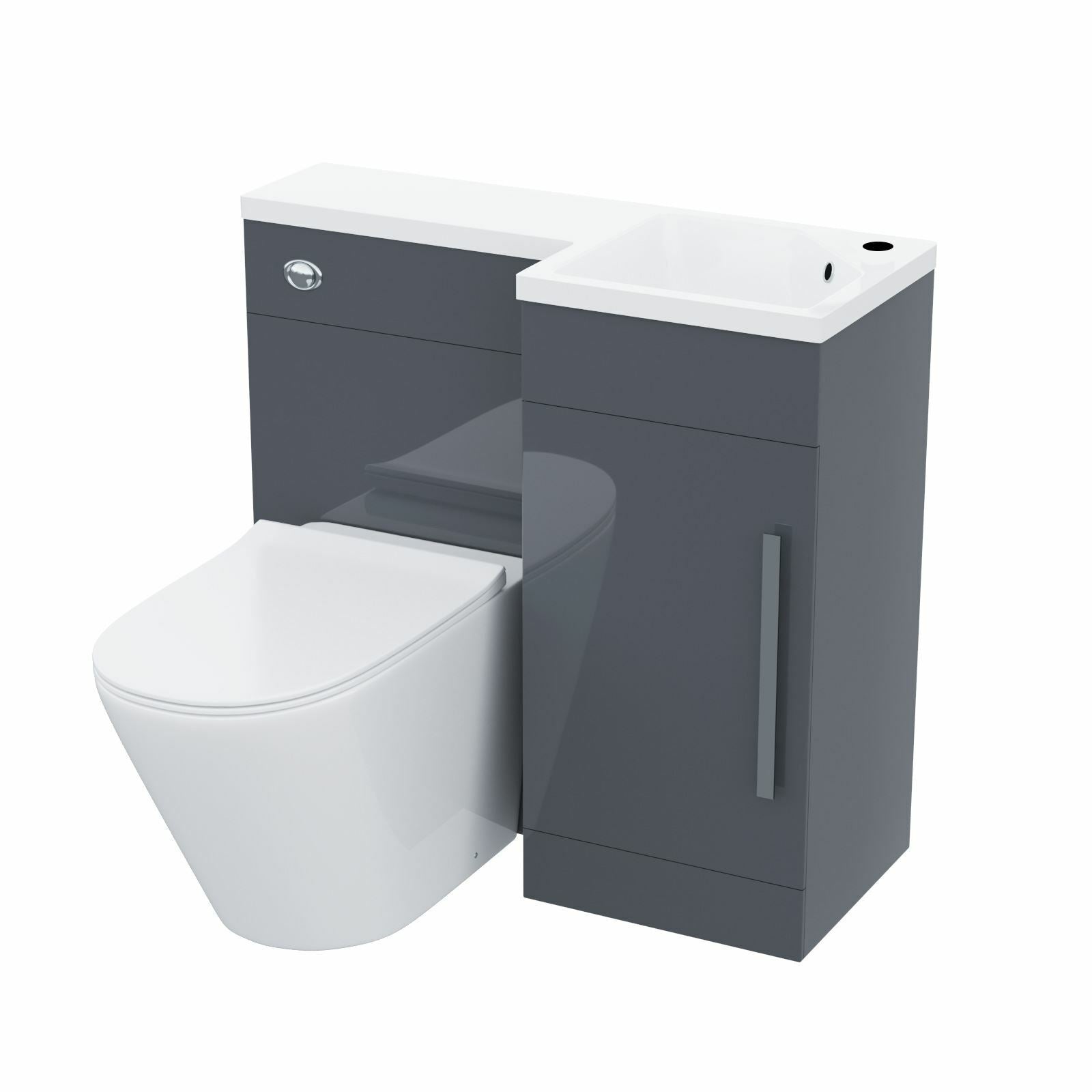 Elora 900mm Dark Grey RH Vanity Unit Basin with Toilet WC Suite