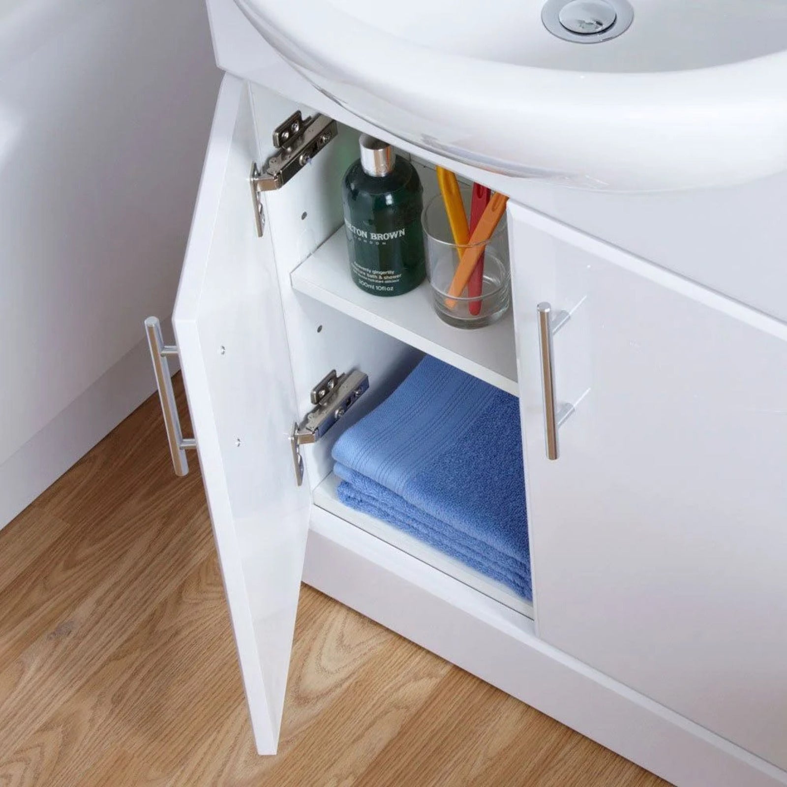 Ellen Modern White 550mm Bathroom Basin Vanity Unit Basin Mono & Waste