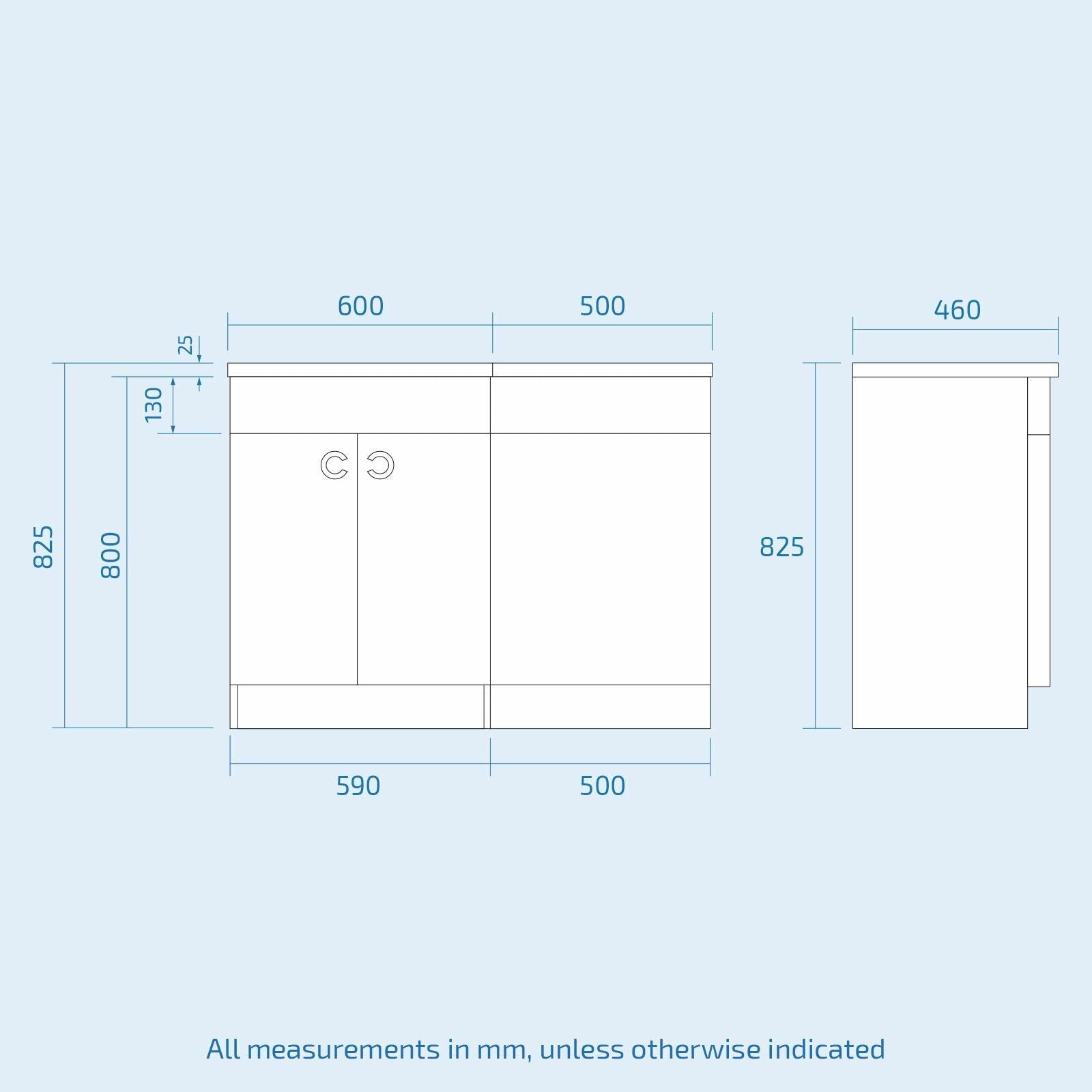 Dene Grey 1100mm Bathroom Basin LH Sink Vanity Unit Back To Wall WC Toilet