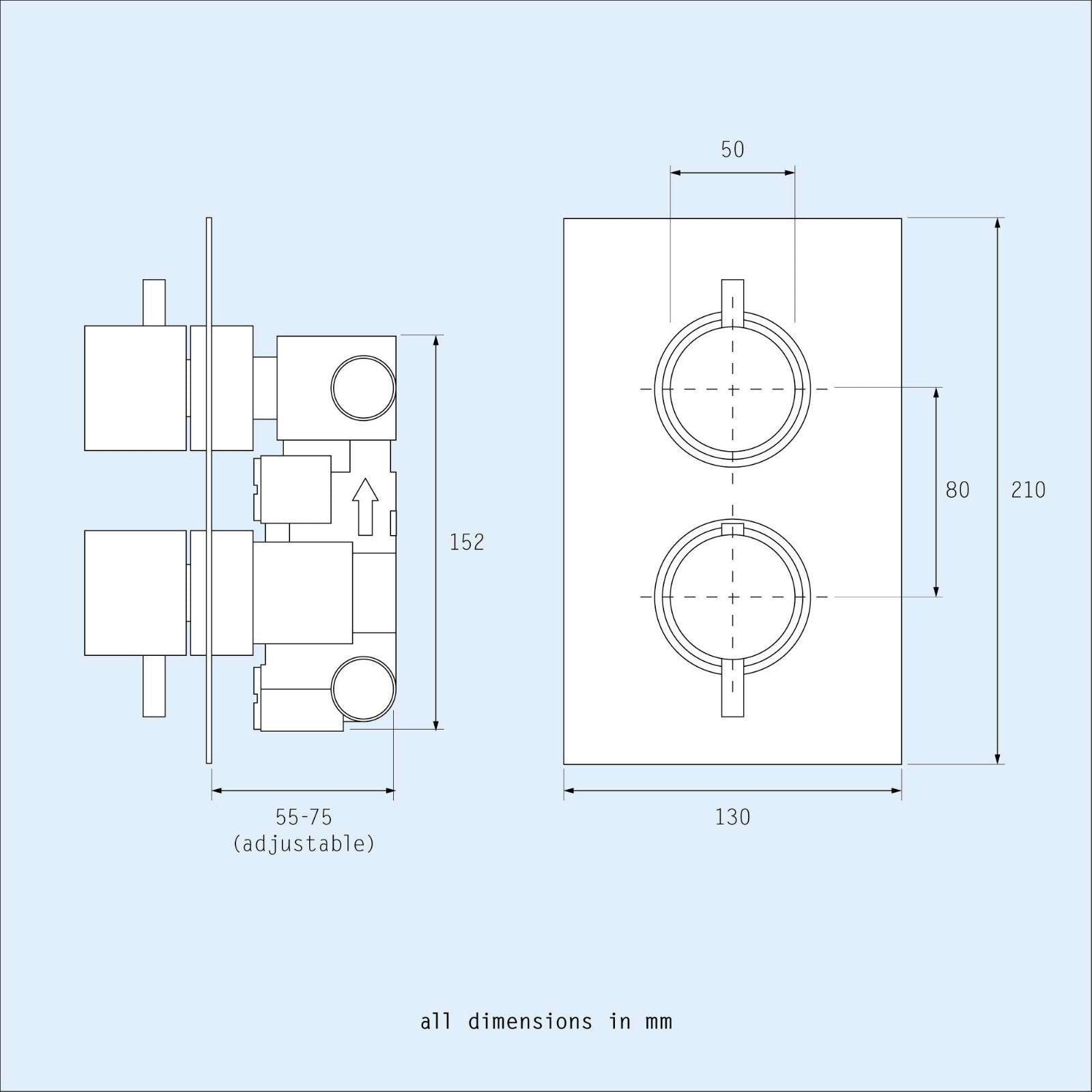 Modern Concealed Thermostatic Mixer Valve With Ceiling Shower Head And Handset Rail Kit