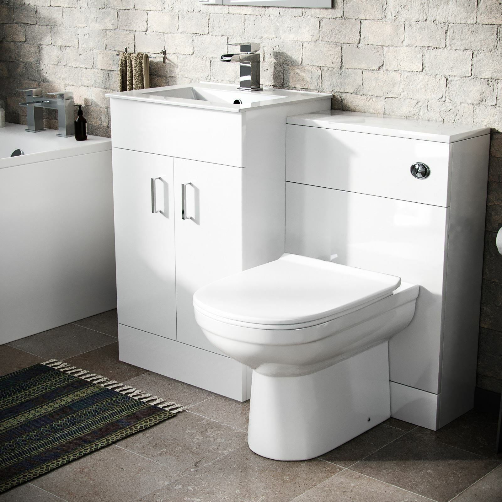 Nanuya Basin Vanity & WC Toilet Pan Soft Close Seat and Bath Suite