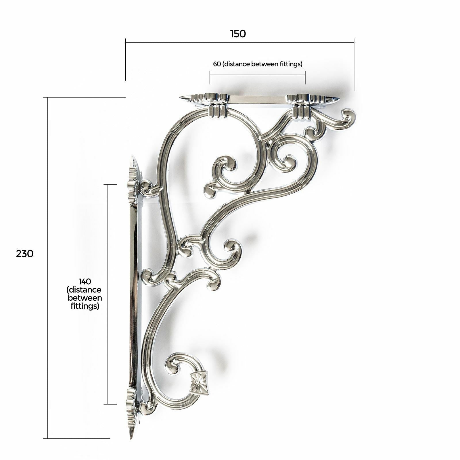 Ornate Chrome Traditional Antique Iron Cast Wall Shelf Toilet Cistern Brackets